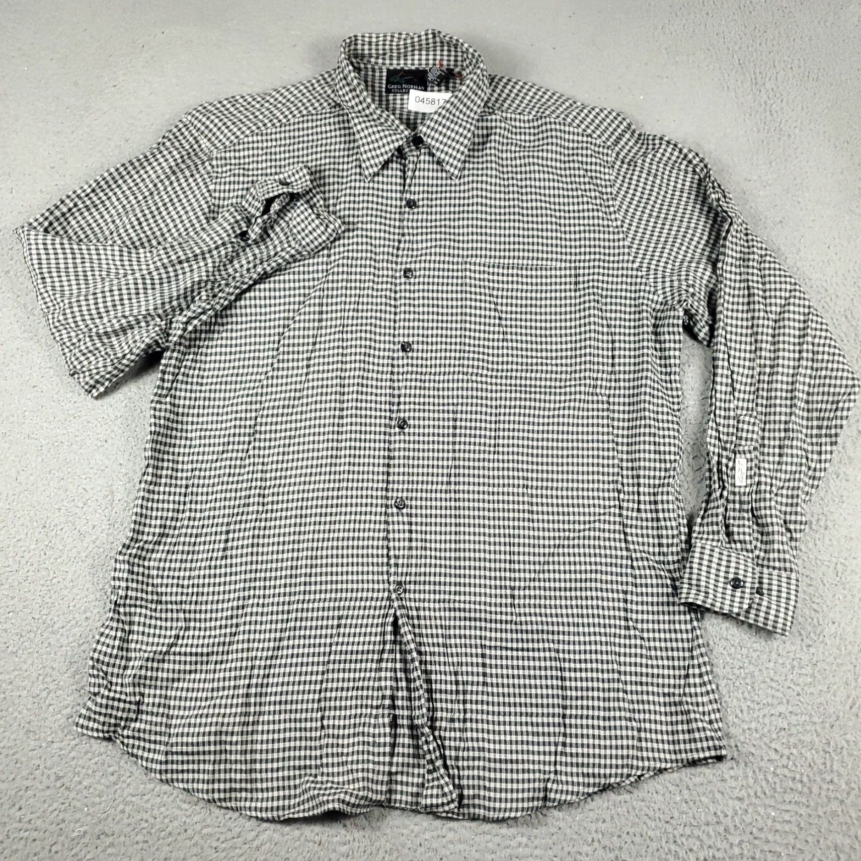 Vintage Greg Norman Shirt Men XL Gray Check Button-Up Long Sleeve Casual Button-Front Shirt - Cotton, Regular Fit Size US XL / EU 56 / 4 - 2 Thumbnail
