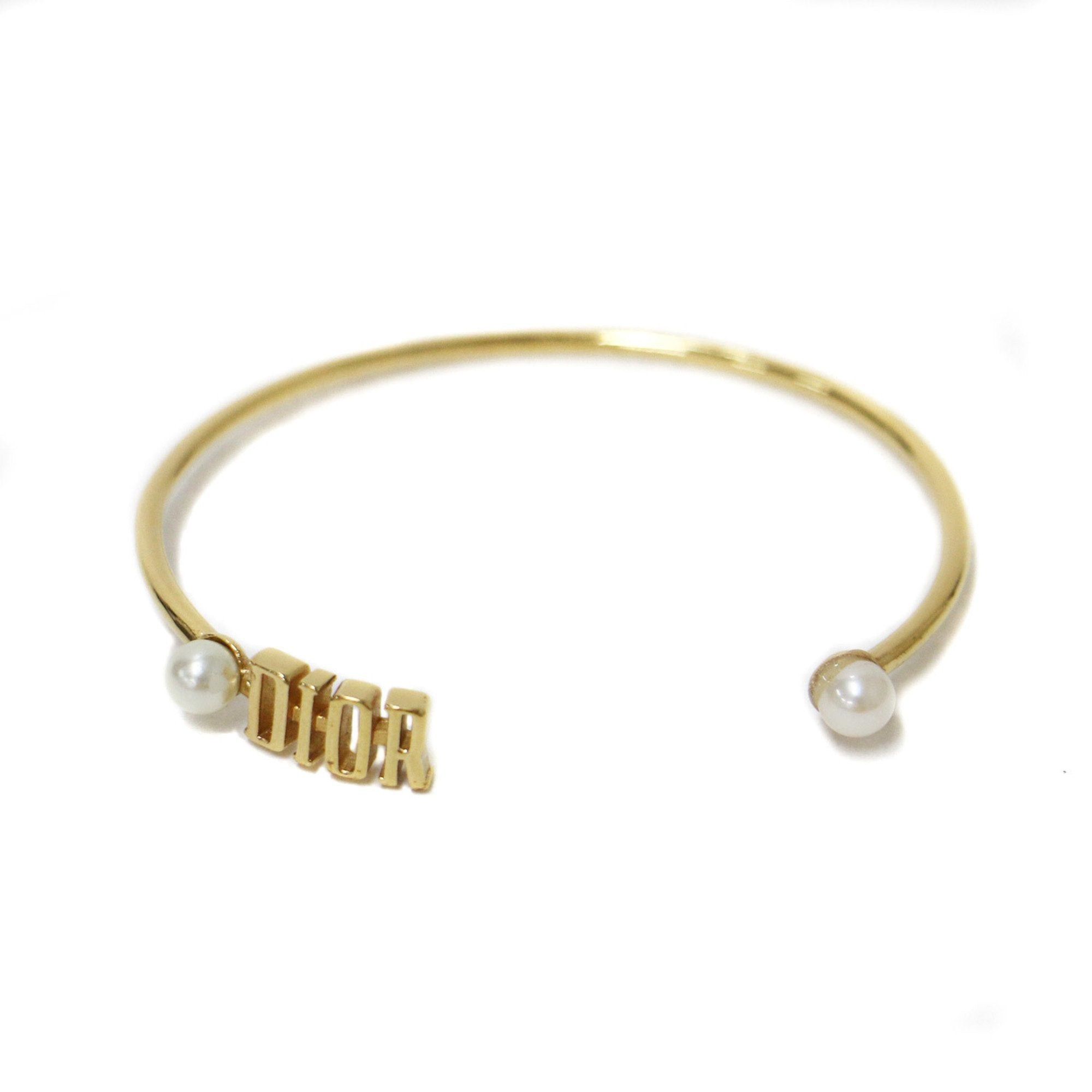 image of Christian Dior Dior Bangle Bracelet Gold White Faux Pearl Gp Women's