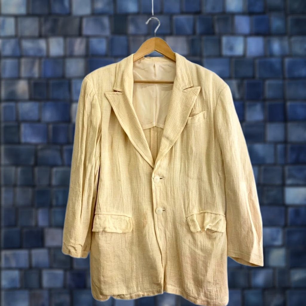 Yohji Yamamoto VINTAGE YOHJI YAMAMOTO Y'S TAILORED JACKET LINEN MATERIAL BEIGE 2B USED WOMEN Size L / US 10 / IT 46 - 1 Thumbnail