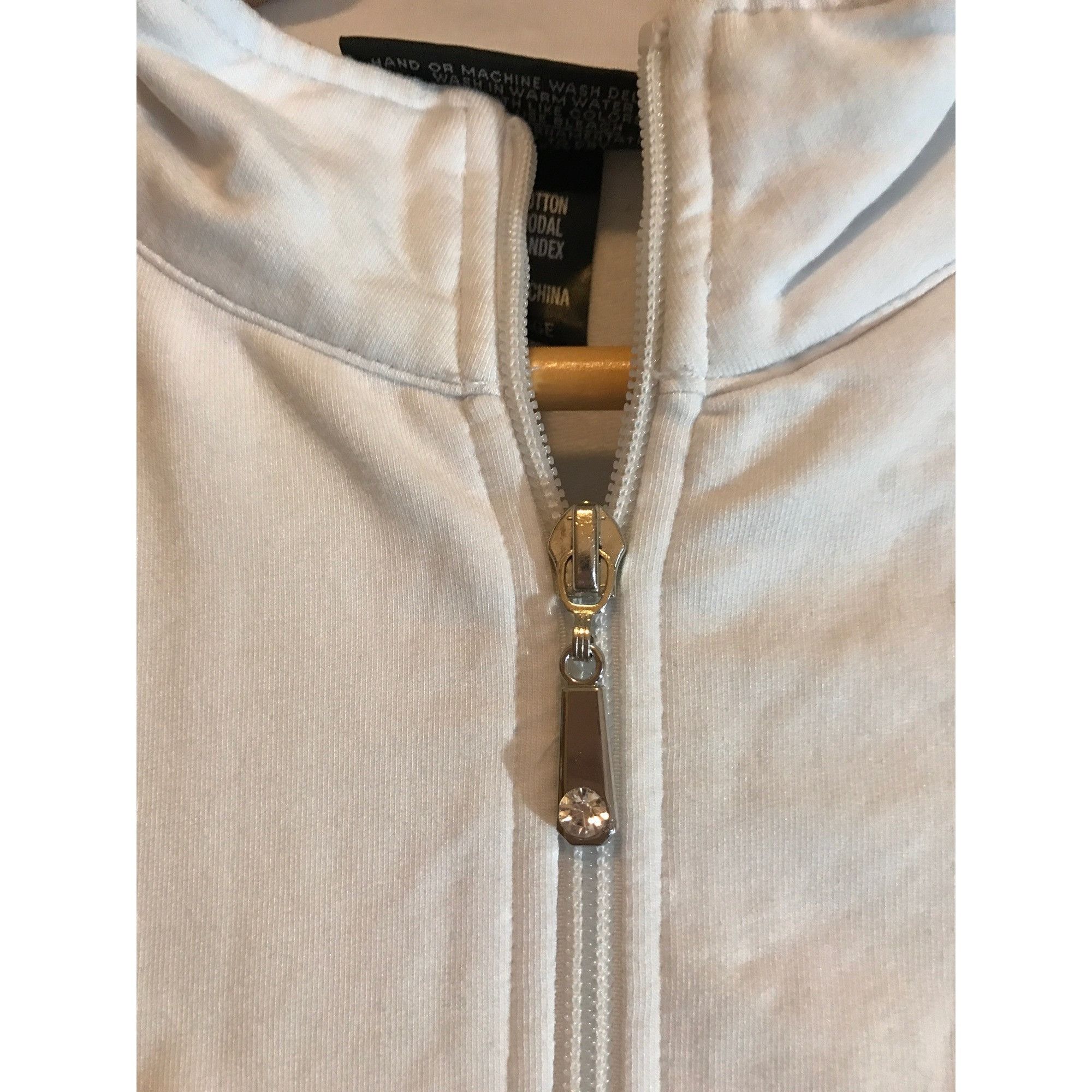 Designer × Vintage Christine Alexander XL White Black Cotton Blend Track Jacket Size XL / US 12-14 / IT 48-50 - 6 Thumbnail