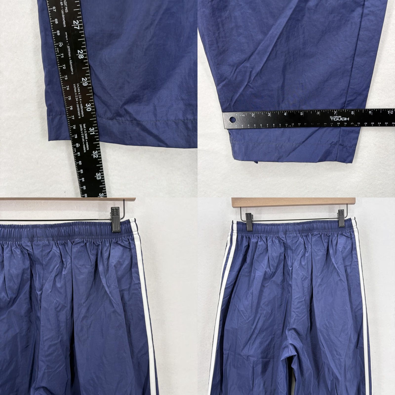 Adidas VINTAGE Adidas Track Pants Womens XL Blue 3 Stripe Nylon Lightweight Unlined Gym Running & Training Women's XL Blue 3S Striped Pants Size 40" / US 18 - 9 Thumbnail