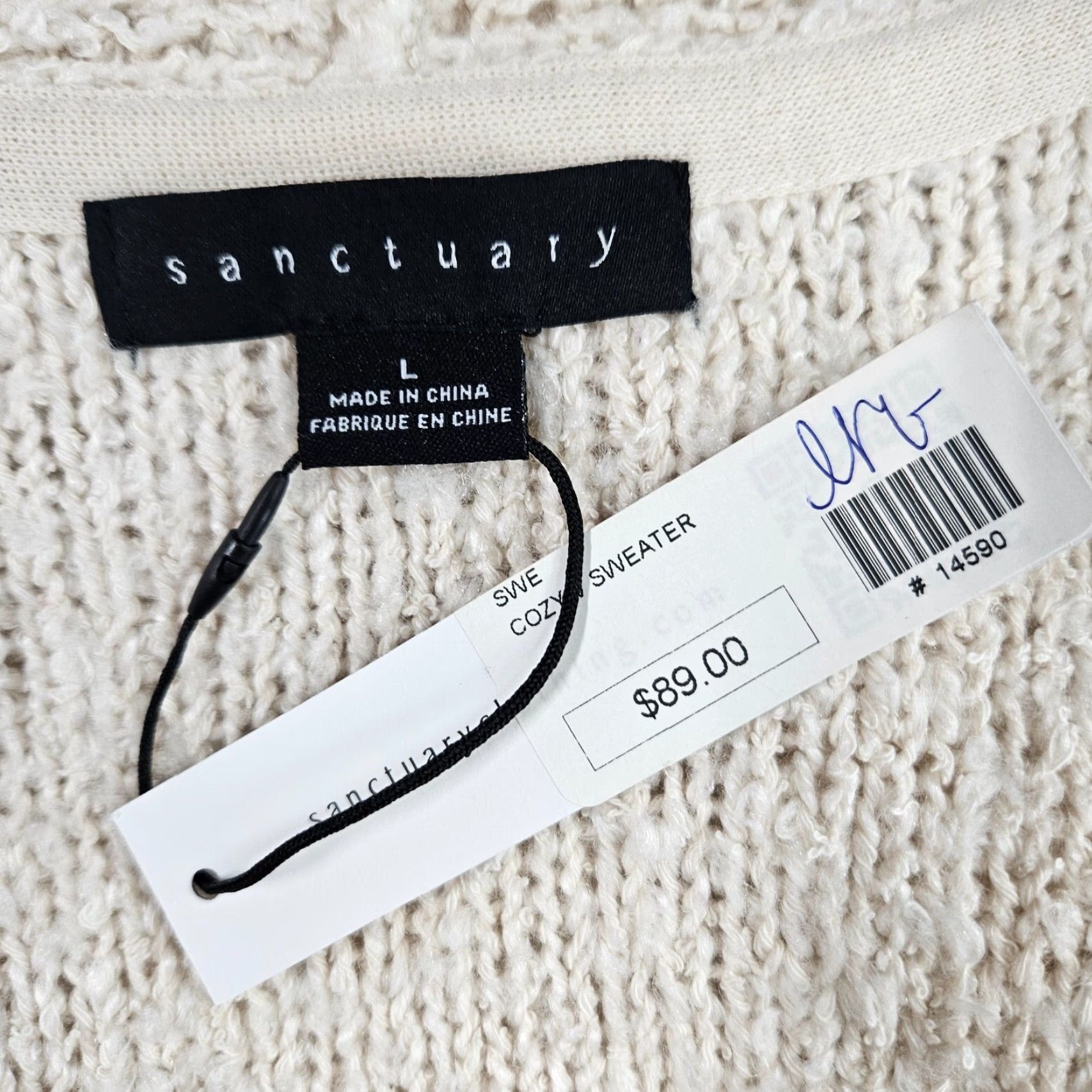 Sanctuary Sanctuary Womens Cozy Pullover Sweater Sz Large Cream Cotton Blend Shirt Adult Large Ivory Pullover Womens Size L / US 10 / IT 46 - 5 Thumbnail