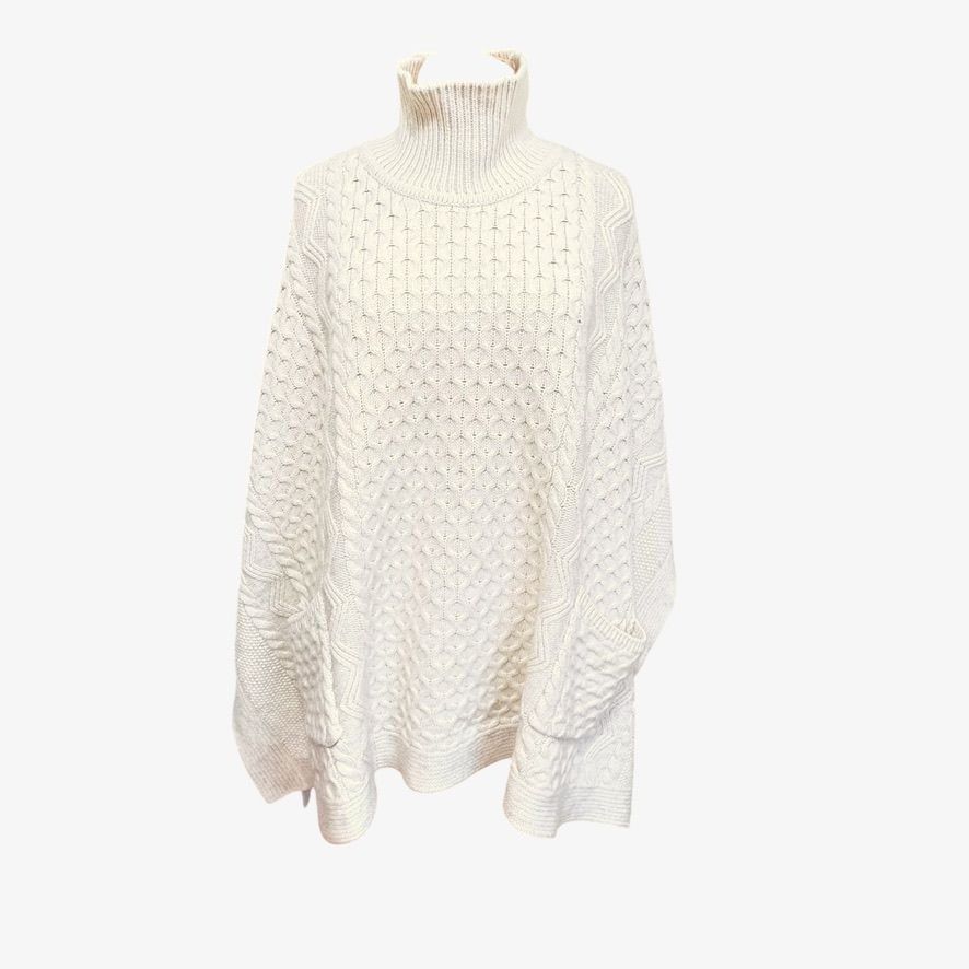 Brooks Brothers Brooks Brothers Wool Cashmere Sweater Poncho M Cream Cablekn Size M / US 6-8 / IT 42-44 - 8 Thumbnail
