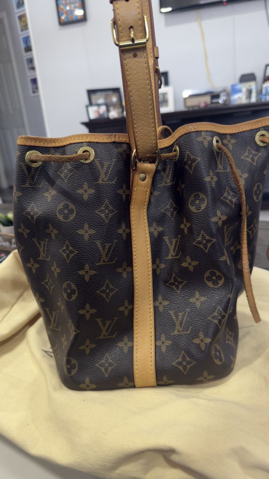 Louis Vuitton Louis Vuitton Noé Monogram Bucket Bag (Brown Leather Trim) Size ONE SIZE - 8 Thumbnail
