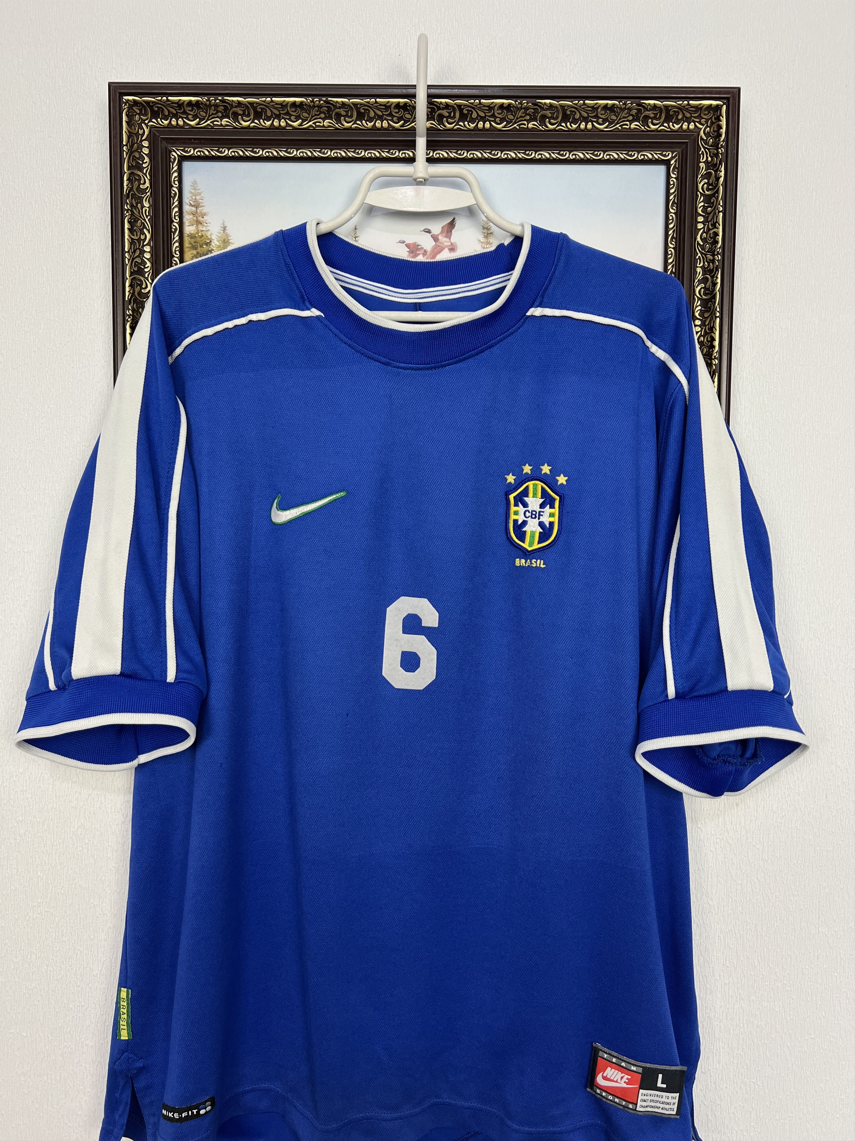 Nike Brazil Away football shirt 1997 Soccer Nike #6 R. Carlos Size US L / EU 52-54 / 3 - 2 Thumbnail