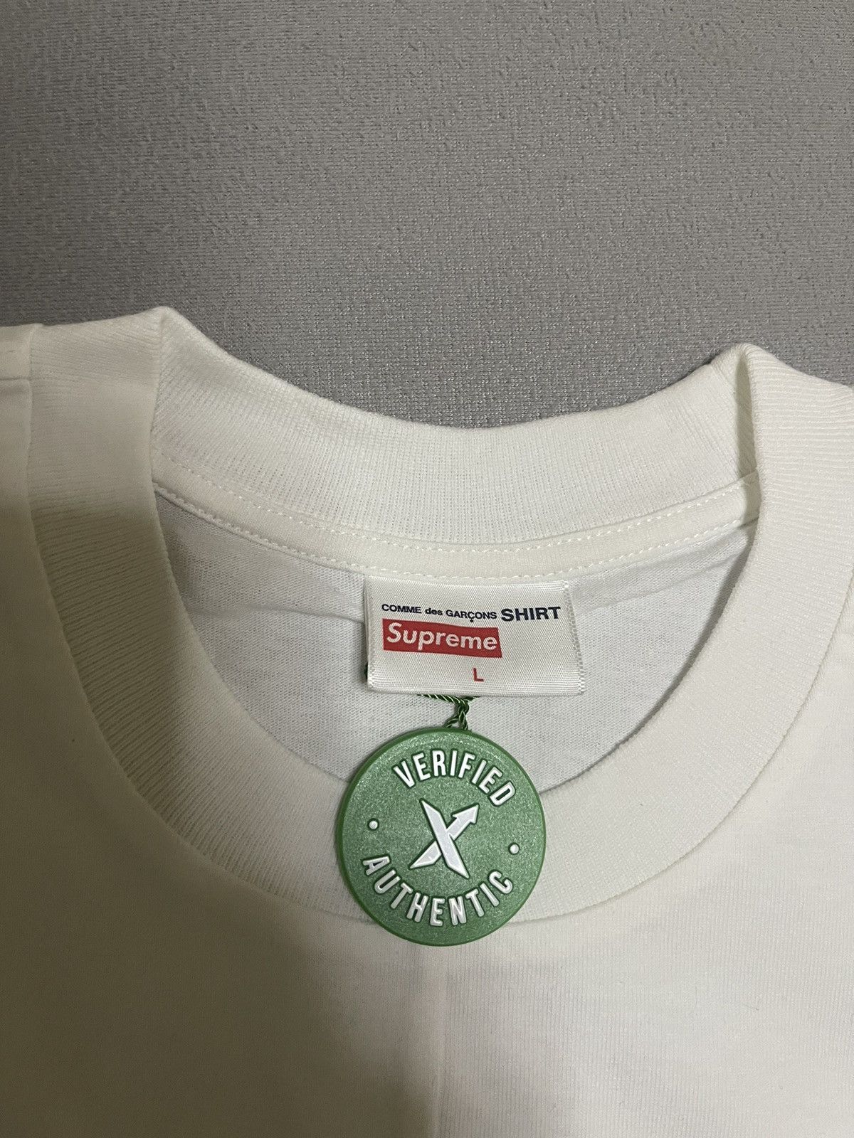 Comme des Garcons Supreme cdg split box logo tee white Size US L / EU 52-54 / 3 - 3 Thumbnail