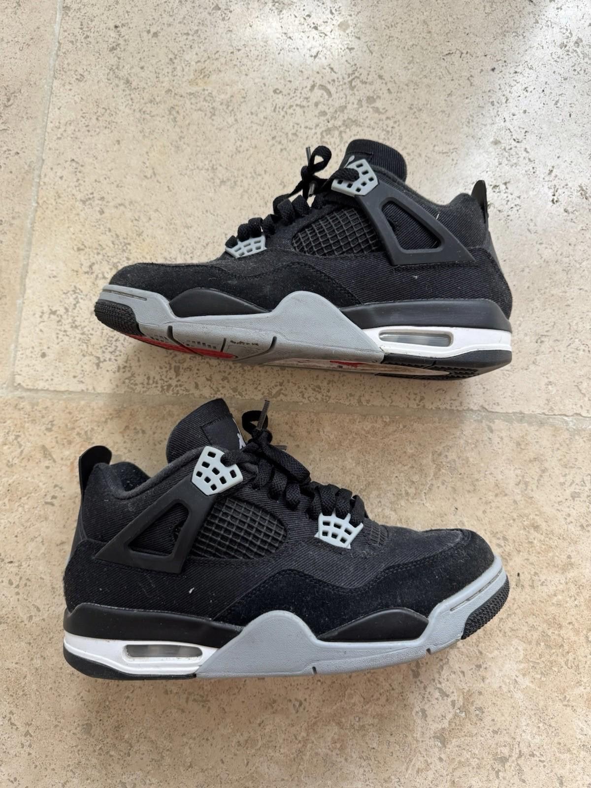 Jordan Brand Air Jordan 4 Black Canvas Sneakers Uk7 Men's Good Condition Size US 8 / EU 41 - 1 Thumbnail