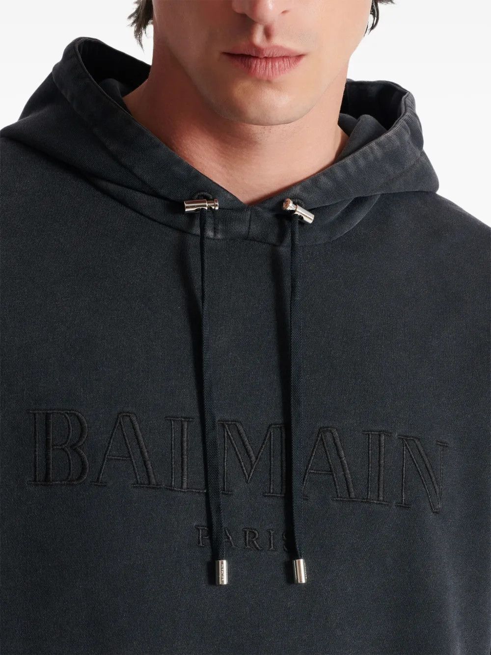Balmain o1y0426 Logo Hoodie in Dark Gray Size US M / EU 48-50 / 2 - 7 Thumbnail