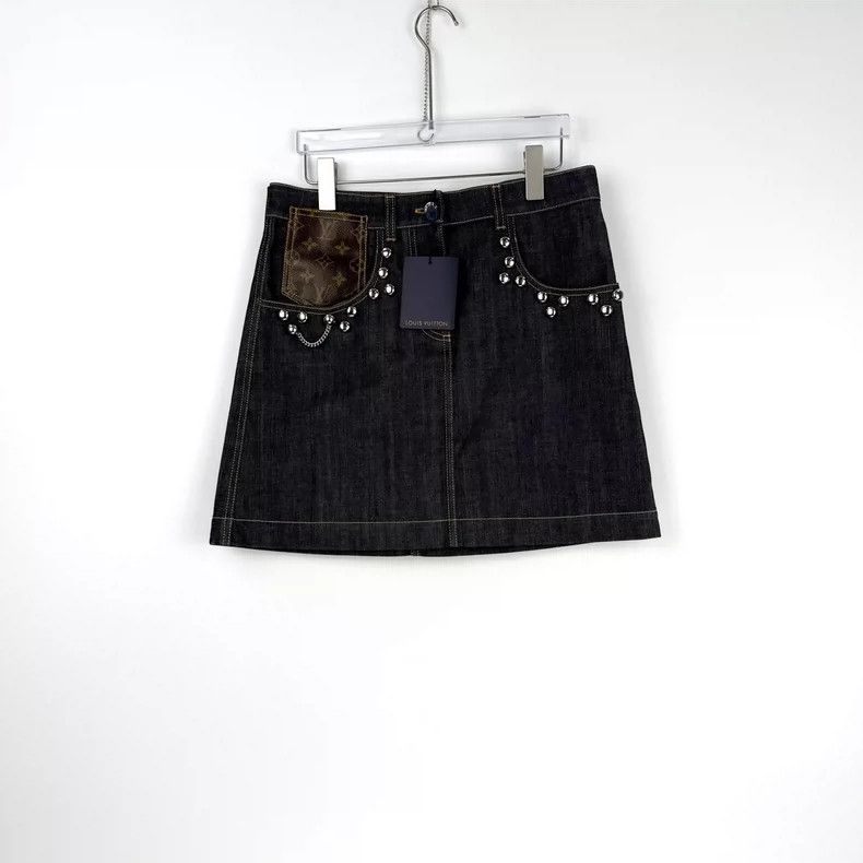 Louis Vuitton Louis Vuitton Washed dark blue presbyopic leather label stu Size 37" - 3 Thumbnail