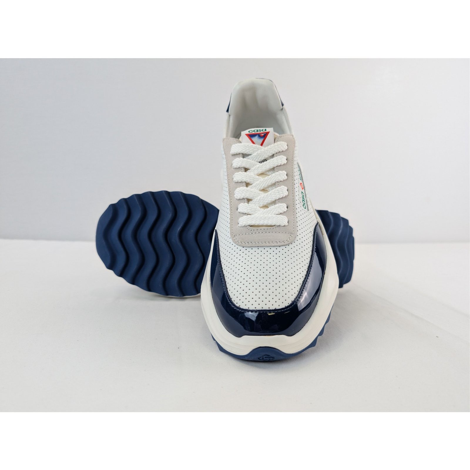Casablanca o1rshd1 Leather Mens Atlantis Sneaker in White / Navy Size US 9.5 / EU 42-43 - 14 Thumbnail
