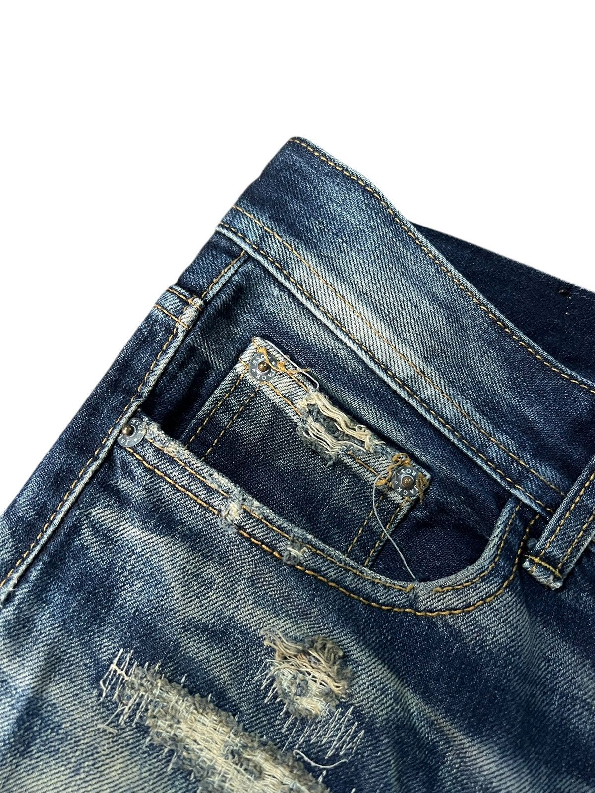 Japanese Brand 💥Flare💥Vintage Jack Rose Distress Patchwork Jean Size US 33 - 9 Thumbnail