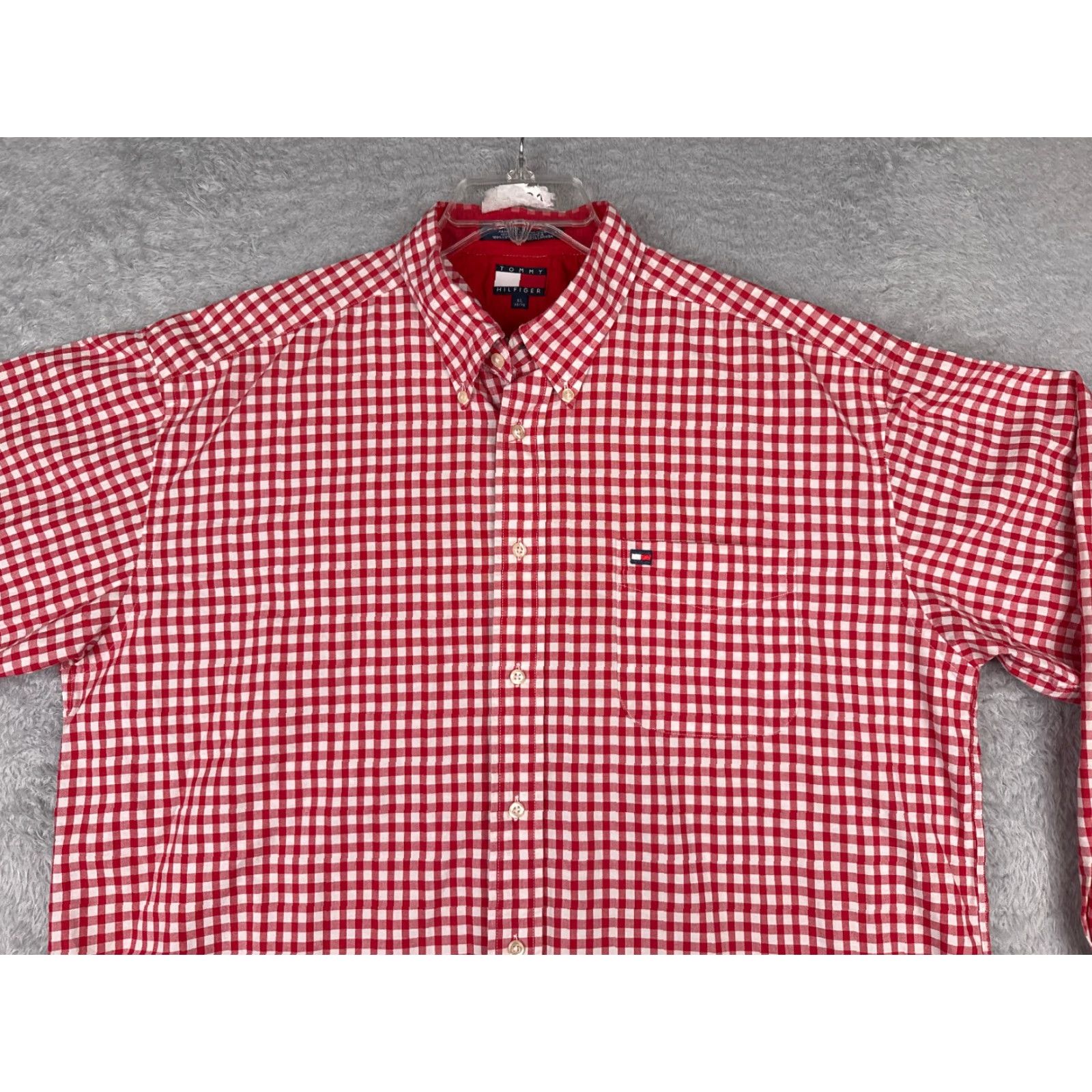 Tommy Hilfiger VINTAGE Tommy Hilfiger Shirt Men XL Red Plaid 100% Cotton Long Sleeve Pocket (Collared, Button-Down) Size US XL / EU 56 / 4 - 4 Thumbnail
