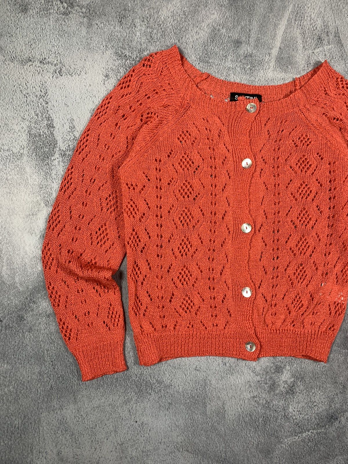 Japanese Brand × Vintage Vintage Y2K mesh button ups knit cardigan sweater size M Size M / US 6-8 / IT 42-44 - 2 Thumbnail