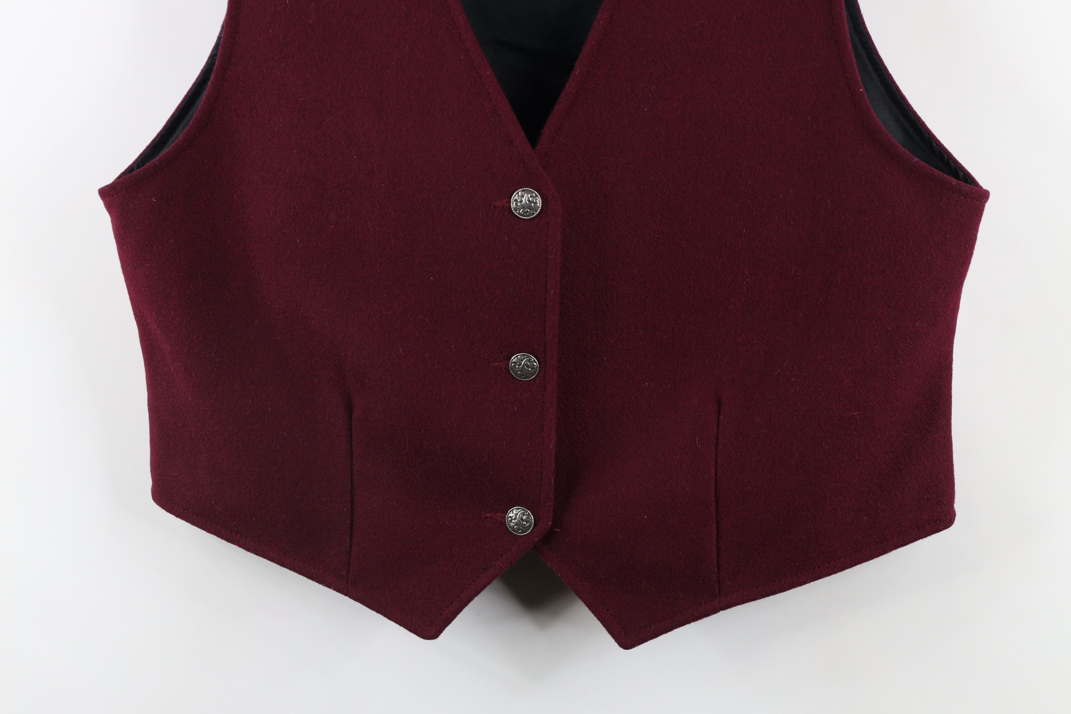 Vintage Vintage 90s Streetwear Back Button Vest Jacket Maroon USA Size L / US 10 / IT 46 - 3 Thumbnail