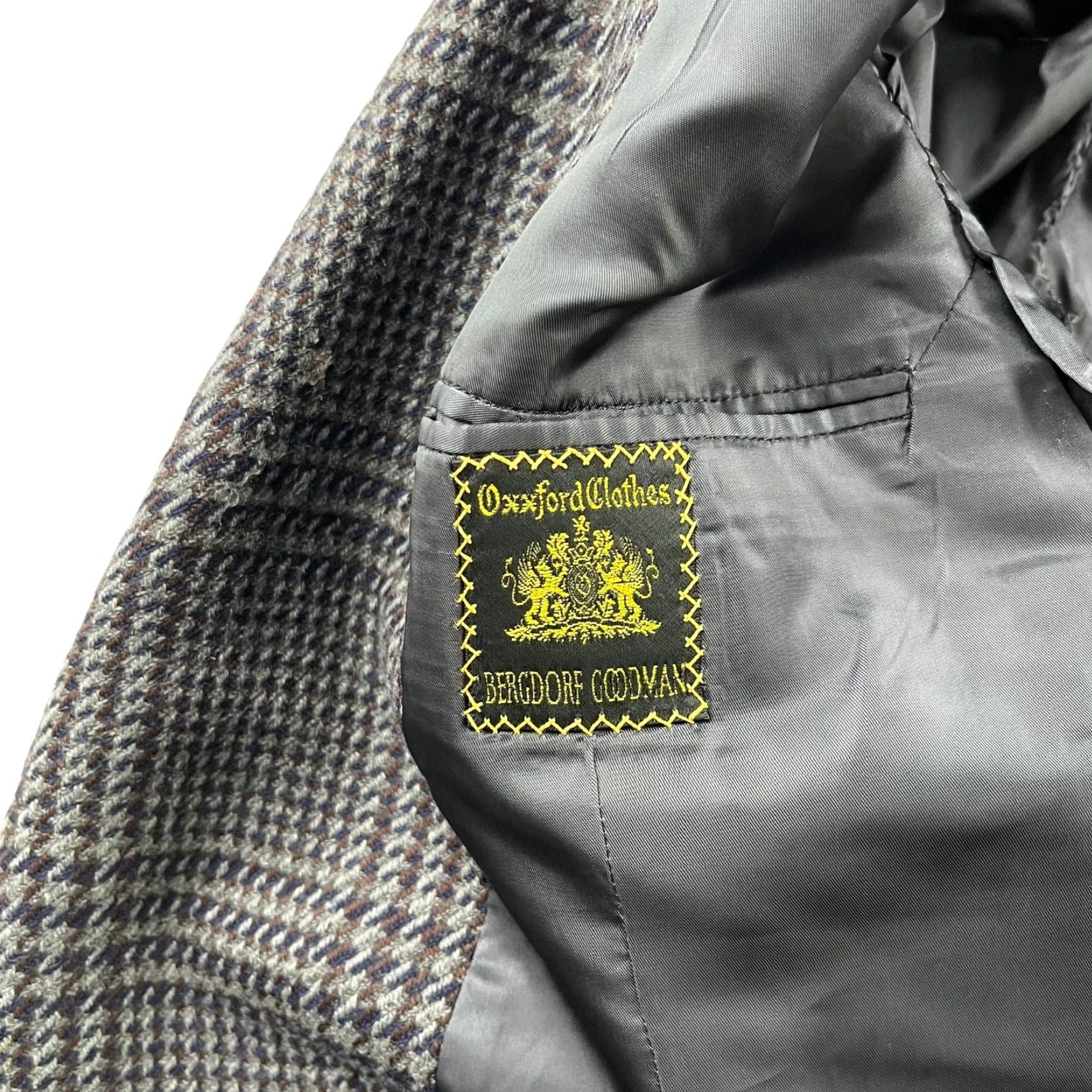 Vintage VINTAGE Oxford Clothes Men Blazer Jacket Wool Tweed Gray Plaid 39 Regular Two-Button Notch Lapel Mens Size 40R - 4 Thumbnail