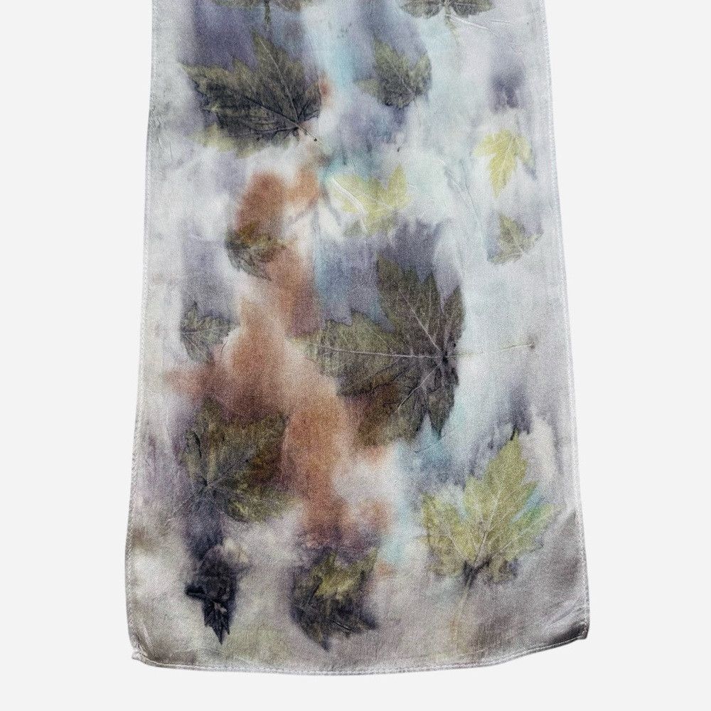 Other New 100% Silk Hand Dyed Leaves Ecoprint Rectangle Scarf 10. Size ONE SIZE - 6 Thumbnail