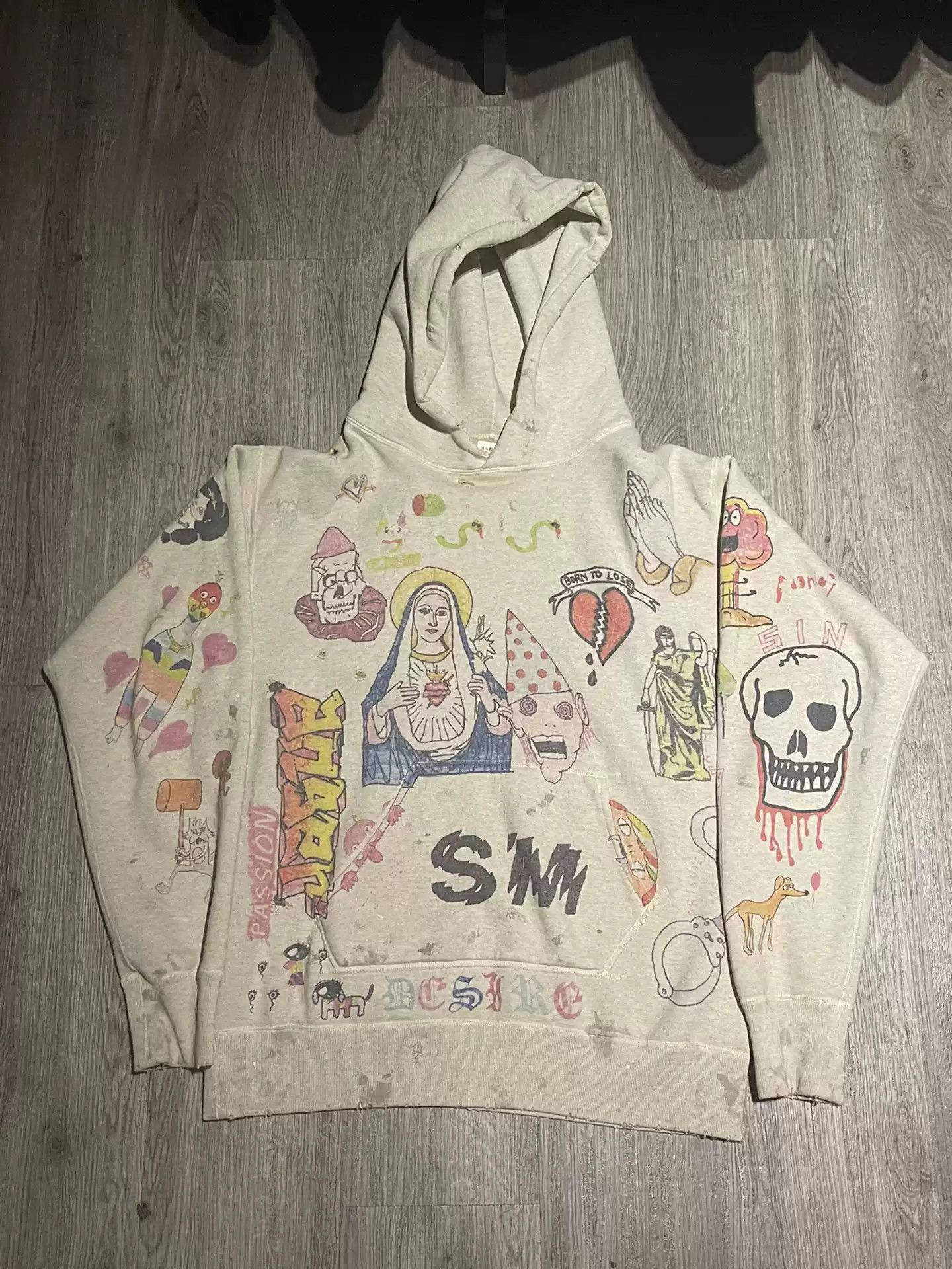 Hoodie Saint Michael FW20 Aged Graffiti Homme Taille L - Sweat à Capuche Oversize