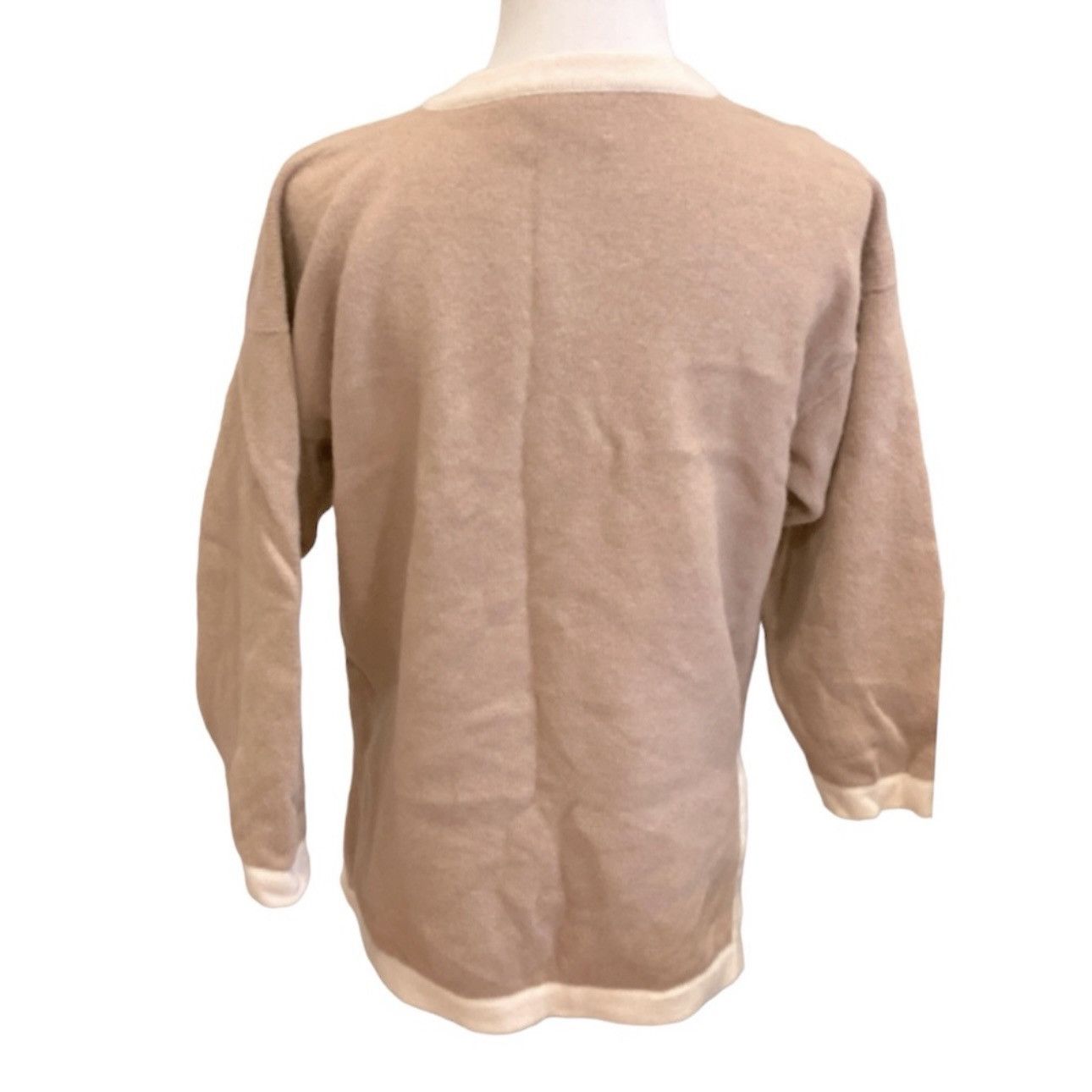 Vintage Vintage Wool Sweater Henley Vneck Tan Cream L Size L / US 10 / IT 46 - 6 Thumbnail
