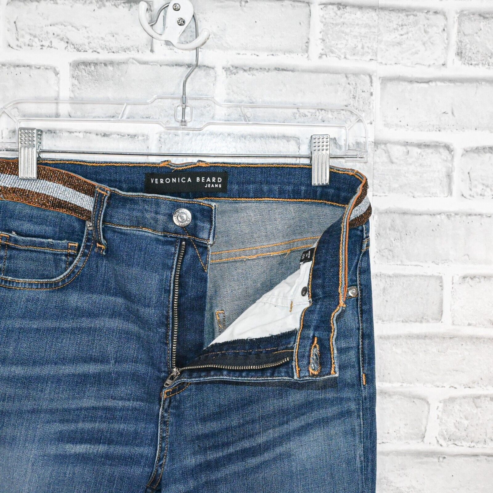 Veronica Beard Veronica Beard Kate Skinny High Rise Jeans Metallic waist Size 28" / US 6 / IT 42 - 7 Thumbnail
