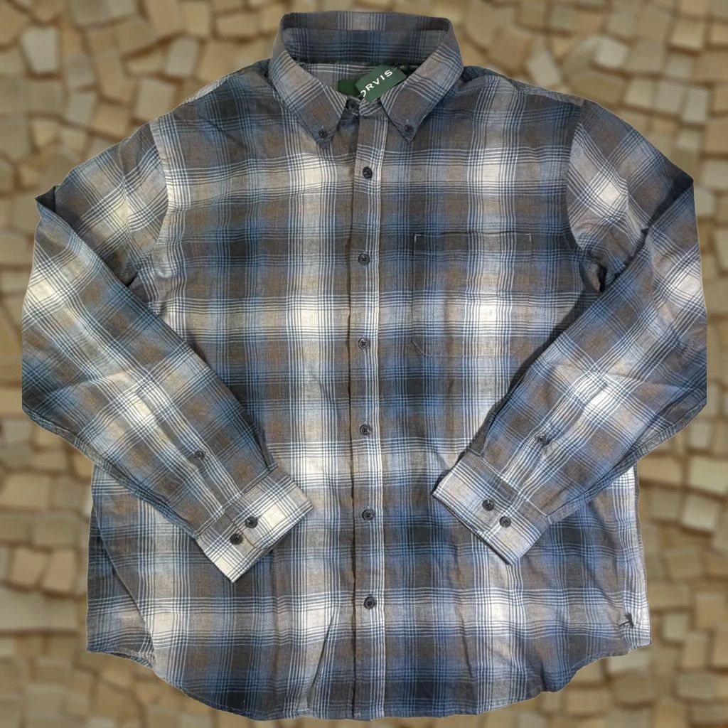 Orvis Orvis Sunderland Brushed Twill Plaid Shirt Men's Button-Up Long Sleeve Size XL Blue Size US XL / EU 56 / 4 - 1 Thumbnail
