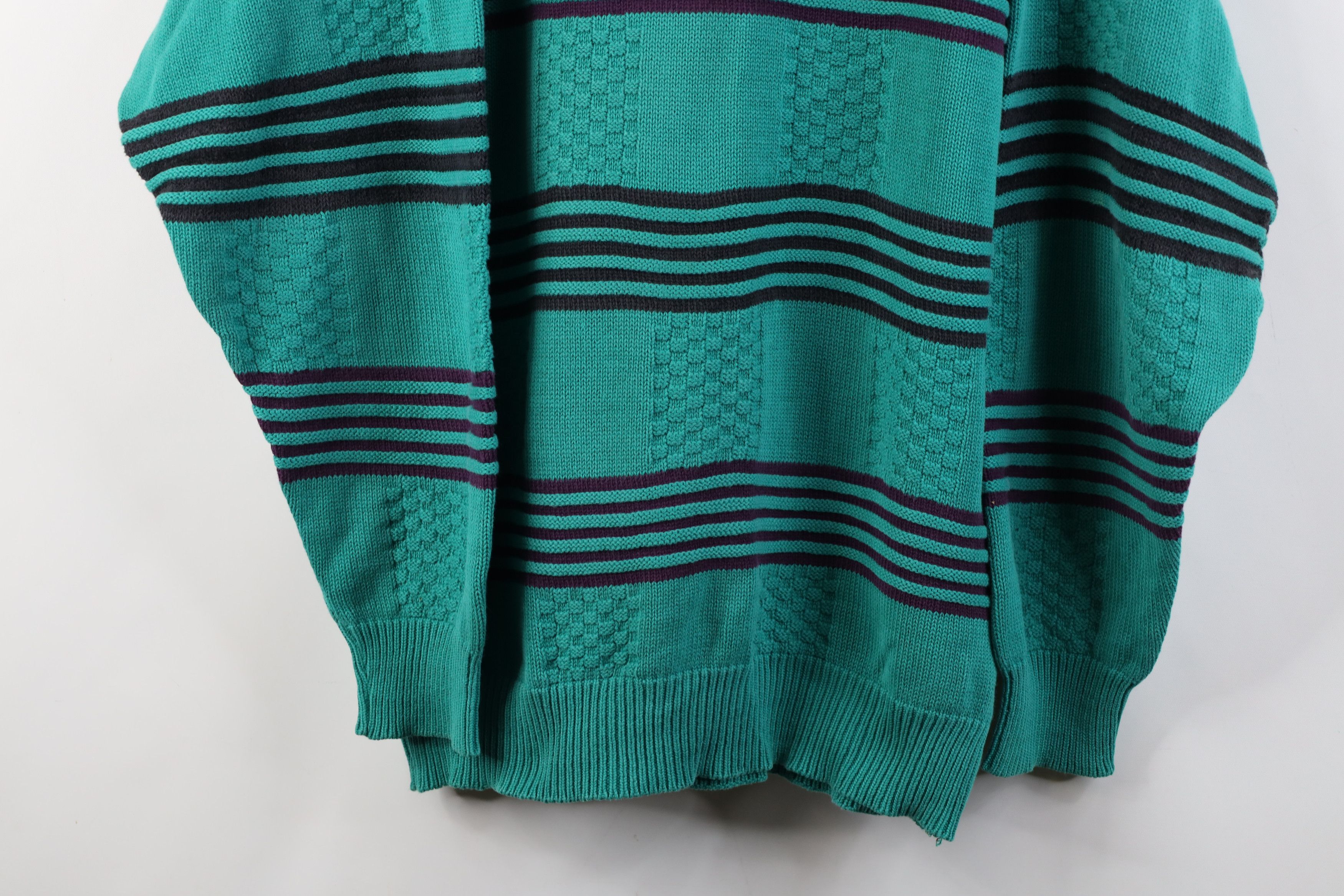 Vintage Vintage 90s Streetwear Checkered Striped Ribbed Knit Sweater Size US L / EU 52-54 / 3 - 3 Thumbnail