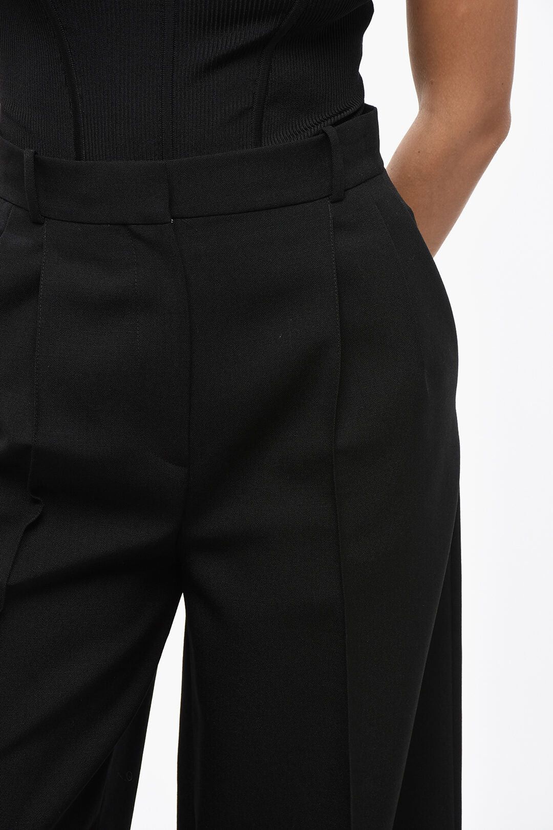 Dior o1mm0326 Mohair-Blend Palazzo Pant in Black Size 34" / US 12 / IT 48 - 3 Thumbnail
