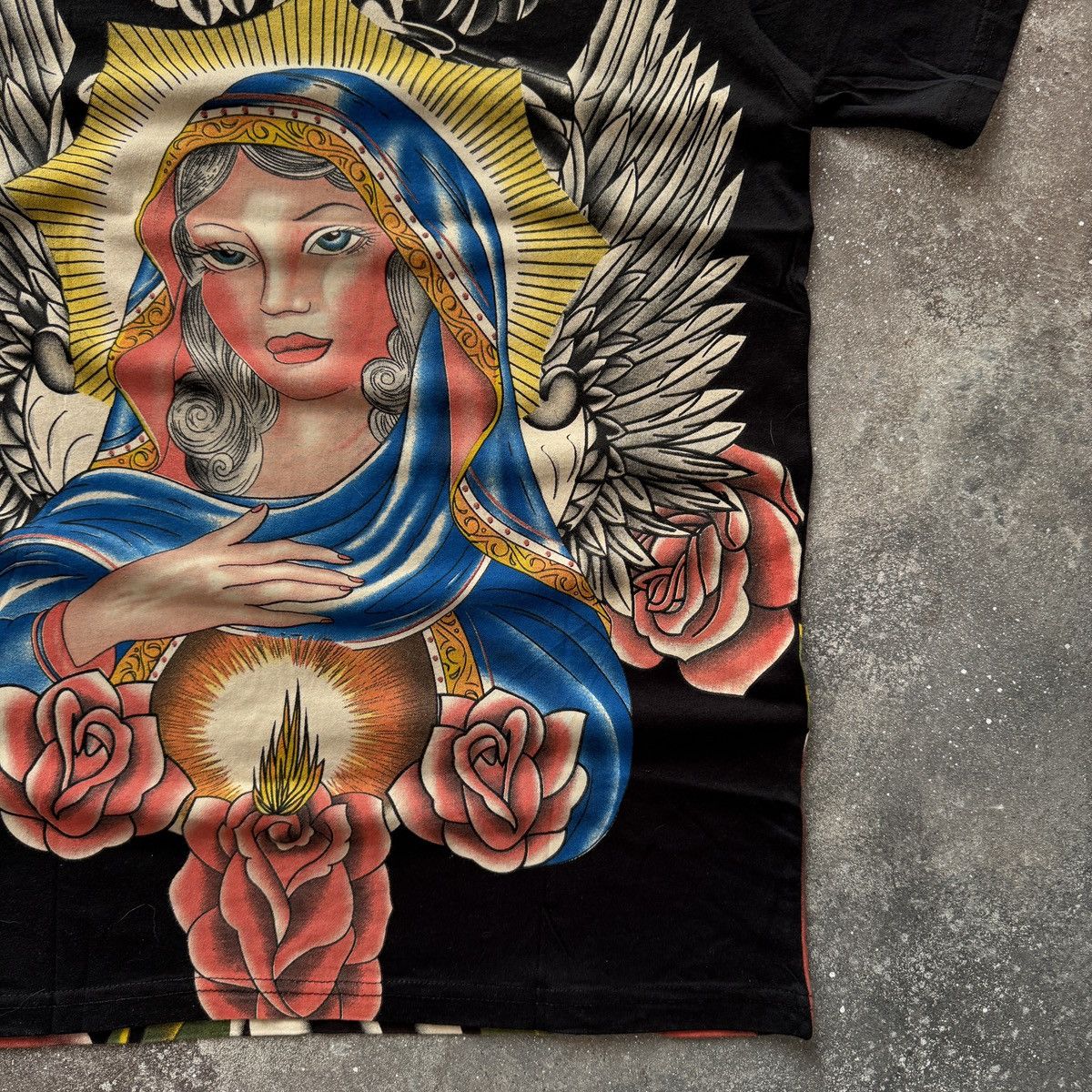 Ed Hardy Christian Audigier Y2K Rhinestones Virgin Maria T-Shirt Size US L / EU 52-54 / 3 - 12 Thumbnail