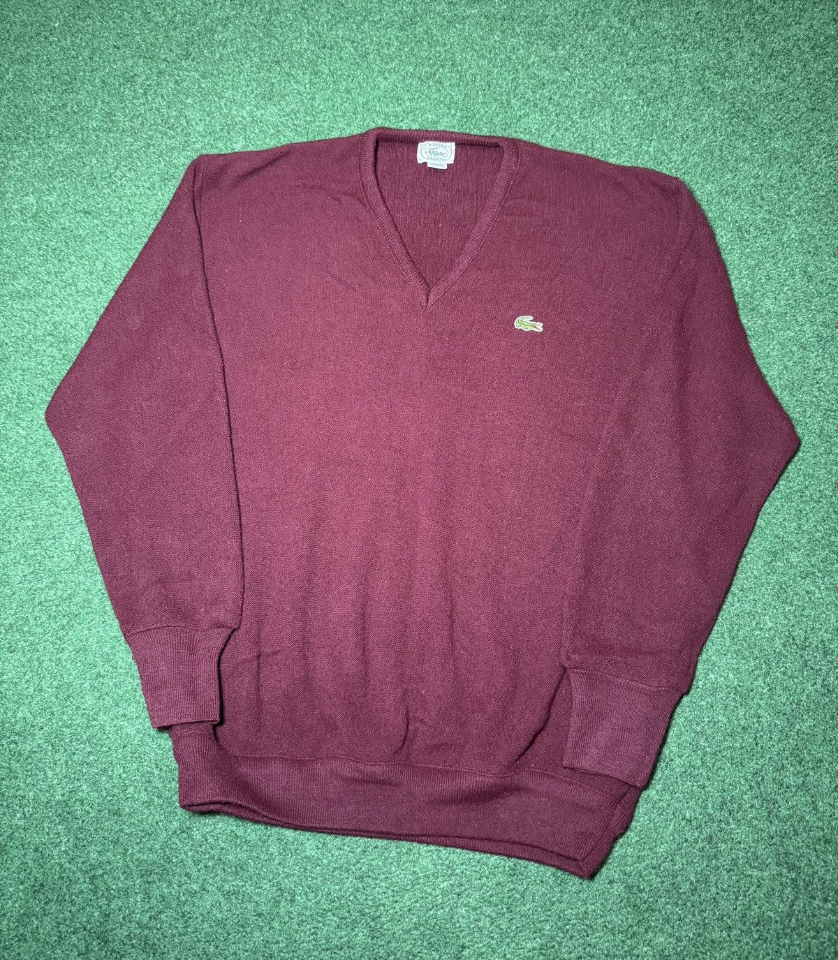Lacoste Vintage 90s Lacoste Izod Burgundy XL Knit V Neck Sweater Size US XL / EU 56 / 4 - 1 Thumbnail