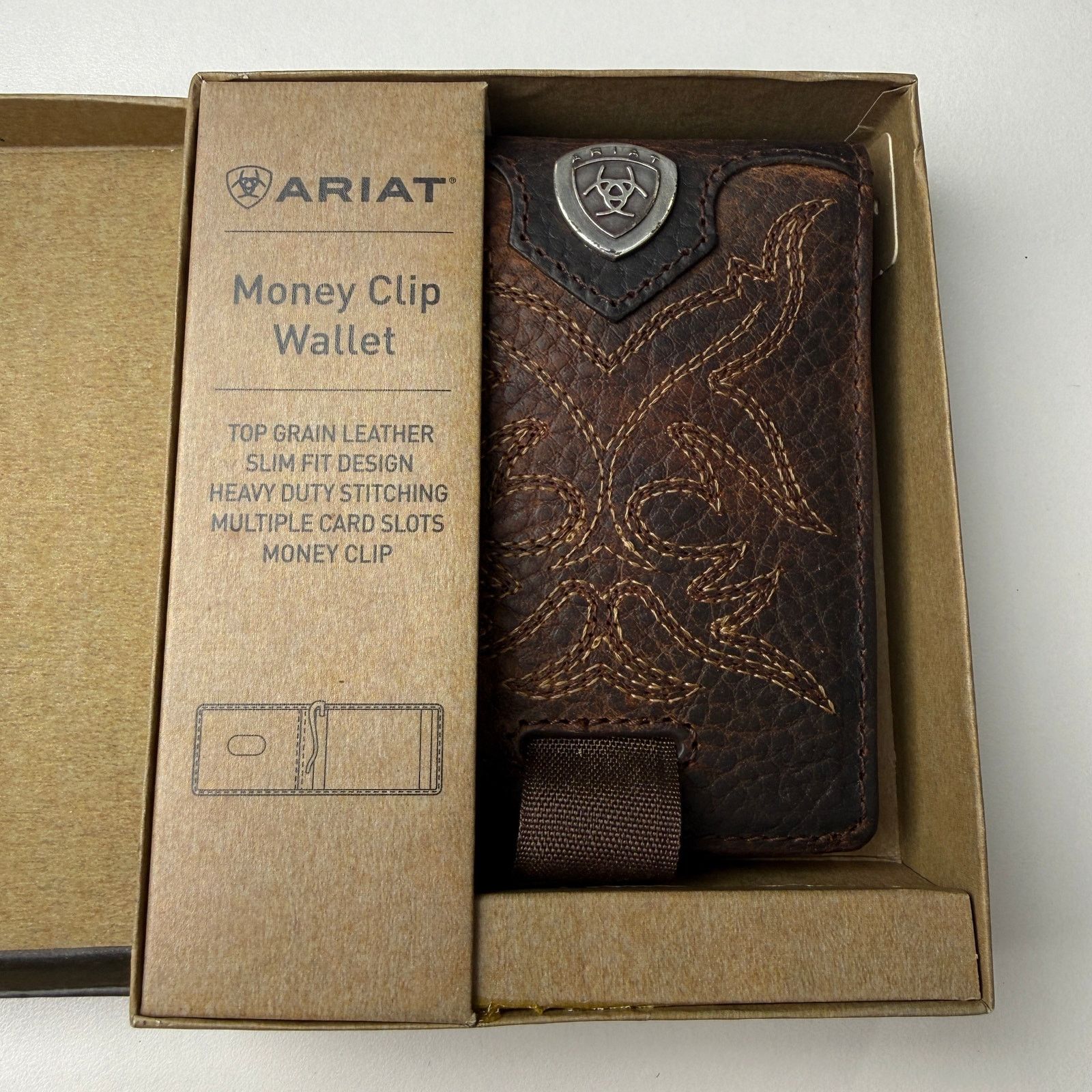 Ariat Ariat Bifold Wallet with Money Clip Dark Brown Size 26 - 2 Thumbnail