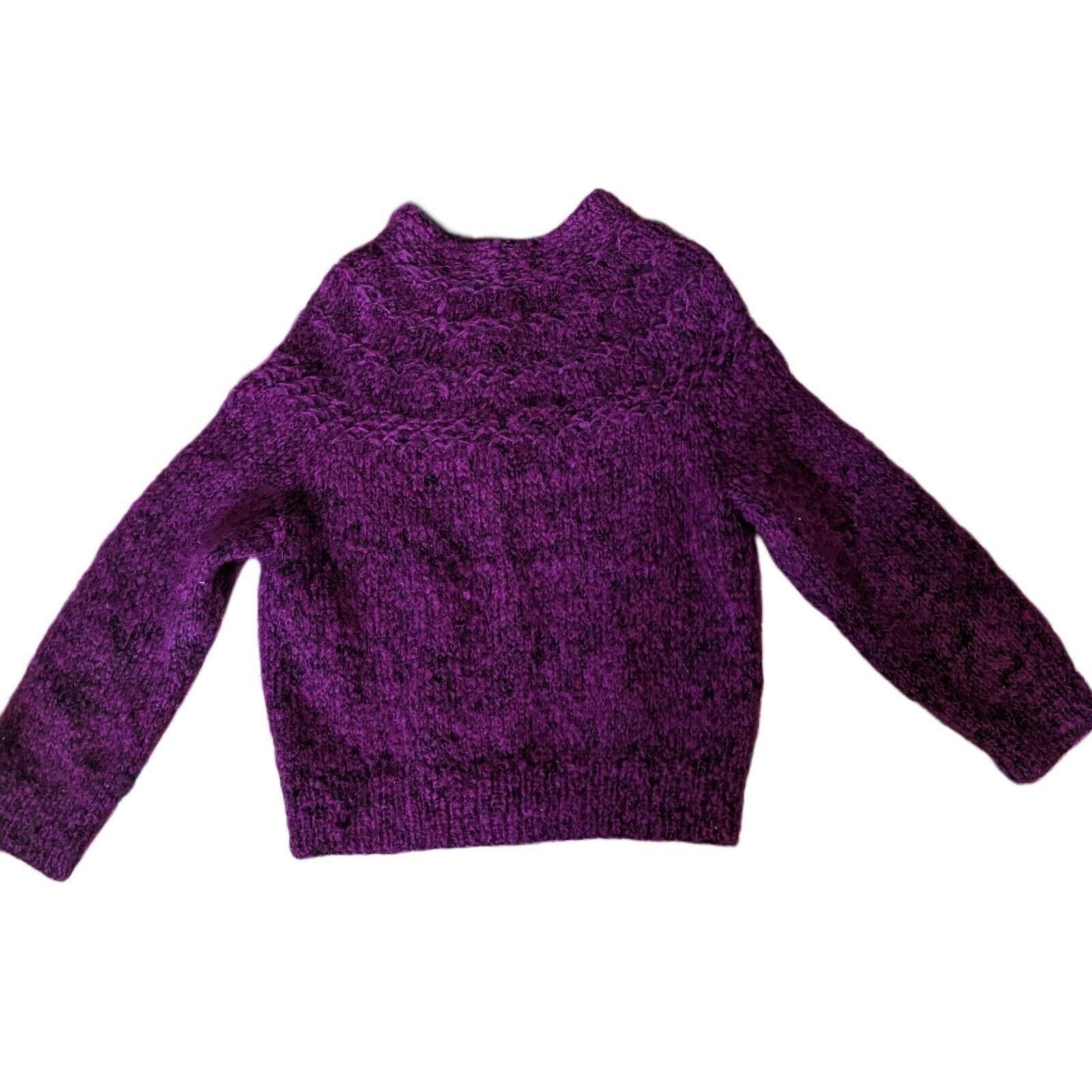 Handmade Cardigan Hand Knit Chunky Nubby Purple Boho Rustic Medium Size M / US 6-8 / IT 42-44 - 5 Thumbnail