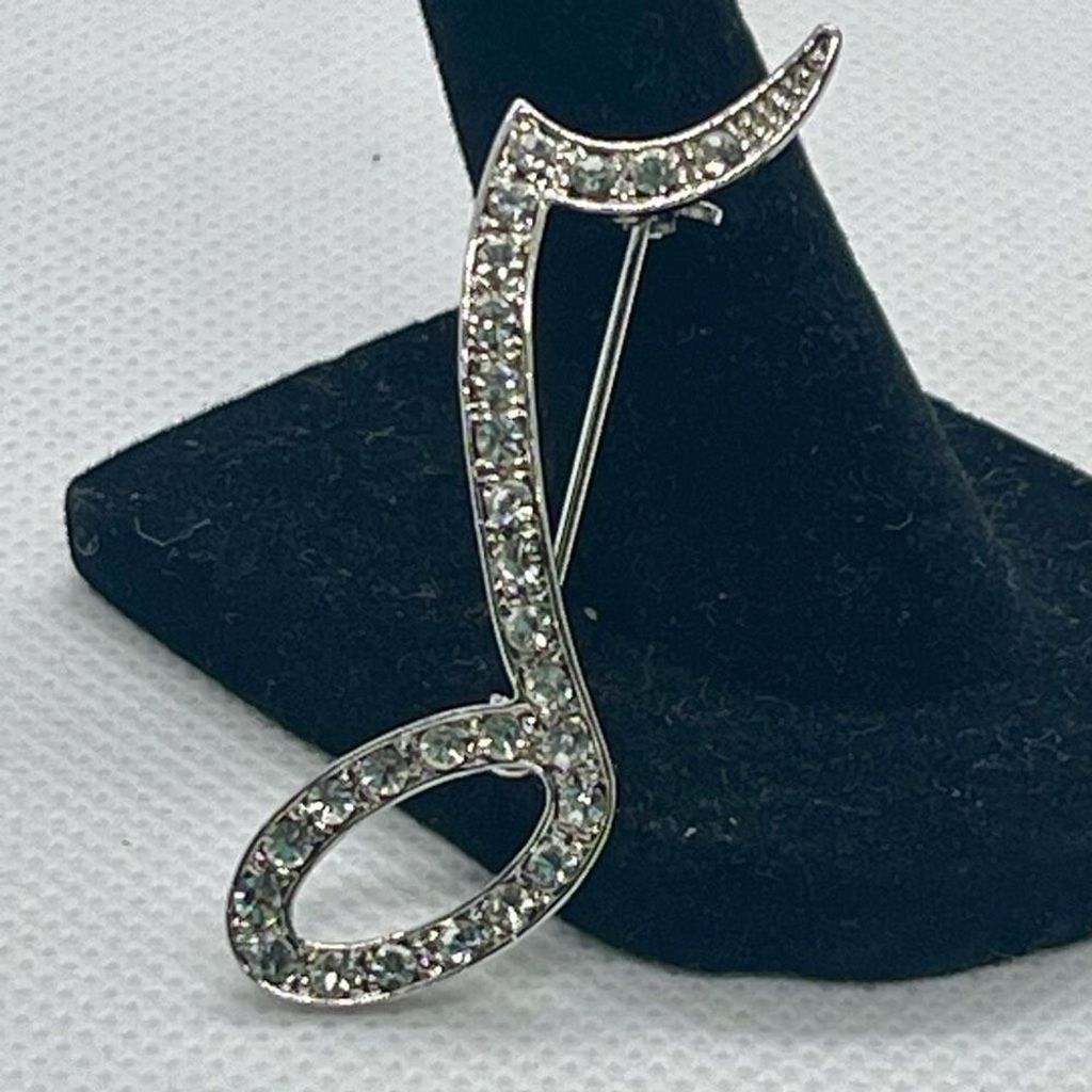 Other Vintage Treble Clef Music Note Crystal Rhinestone Brooch Size ONE SIZE - 2 Thumbnail