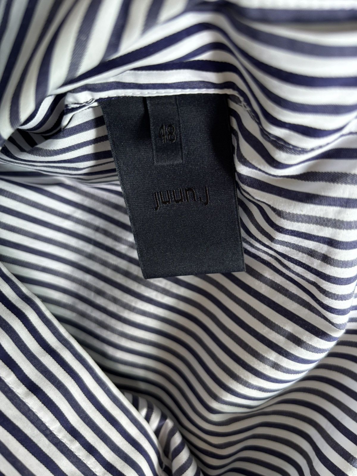 Juun.J Juun.J Navy Striped Cotton Shirt Size US M / EU 48-50 / 2 - 4 Thumbnail
