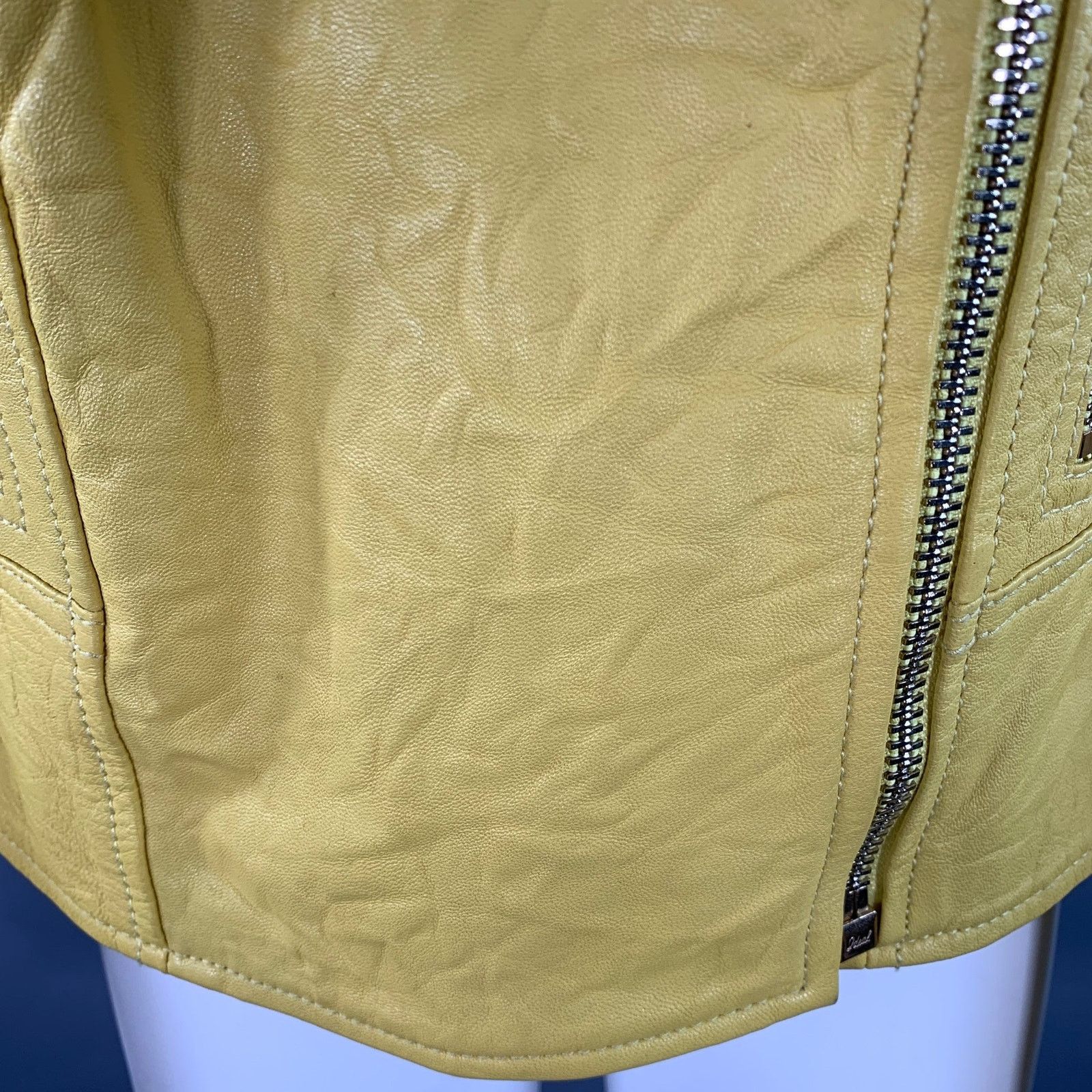 Michael Kors Size M Yellow Leather Lambskin Motorcycle Jacket Size M / US 6-8 / IT 42-44 - 6 Thumbnail