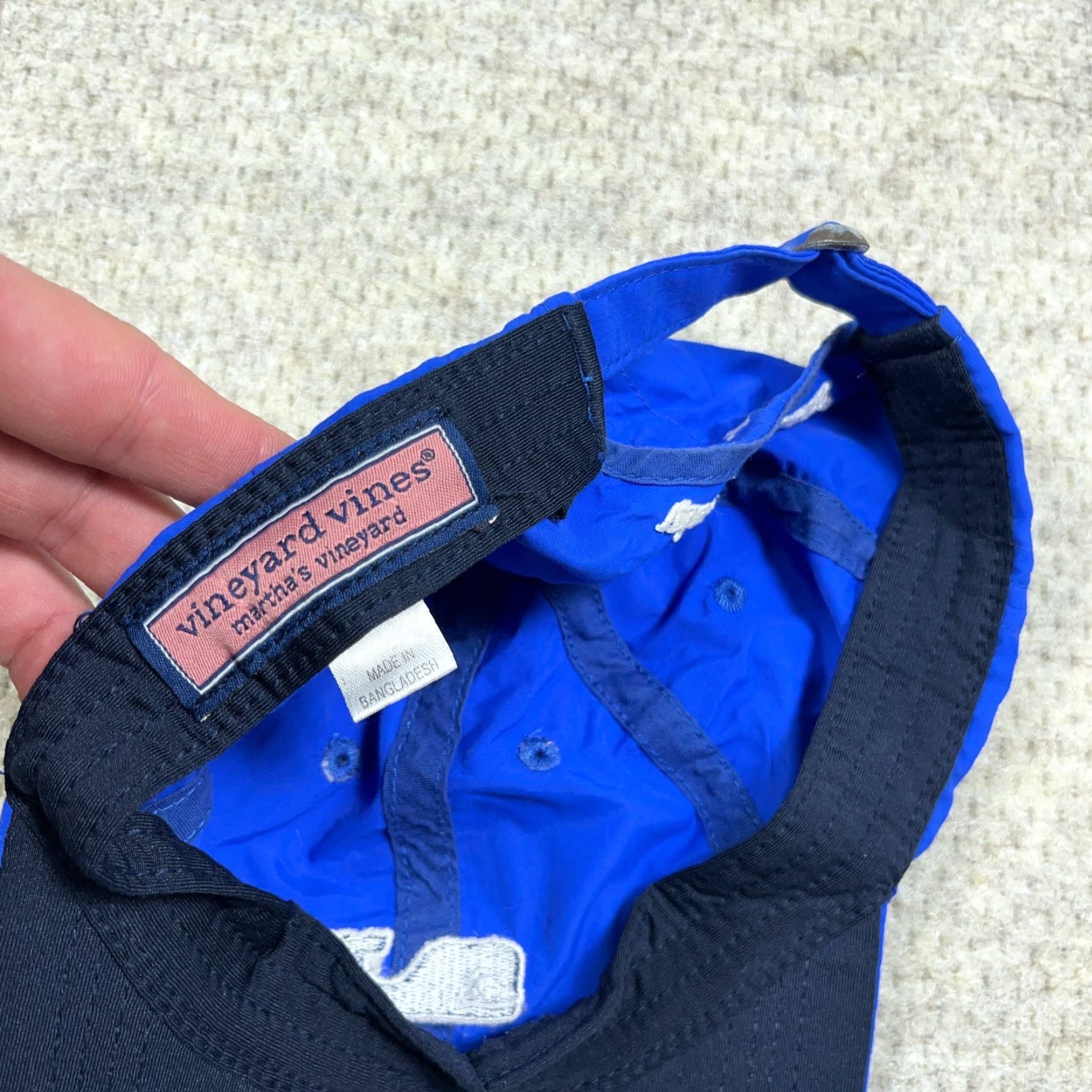 Vineyard Vines Vineyard Vines Hat Strap Back Cap Royal Blue Nylon Performance Running Preppy One Size Mens Size ONE SIZE - 4 Thumbnail