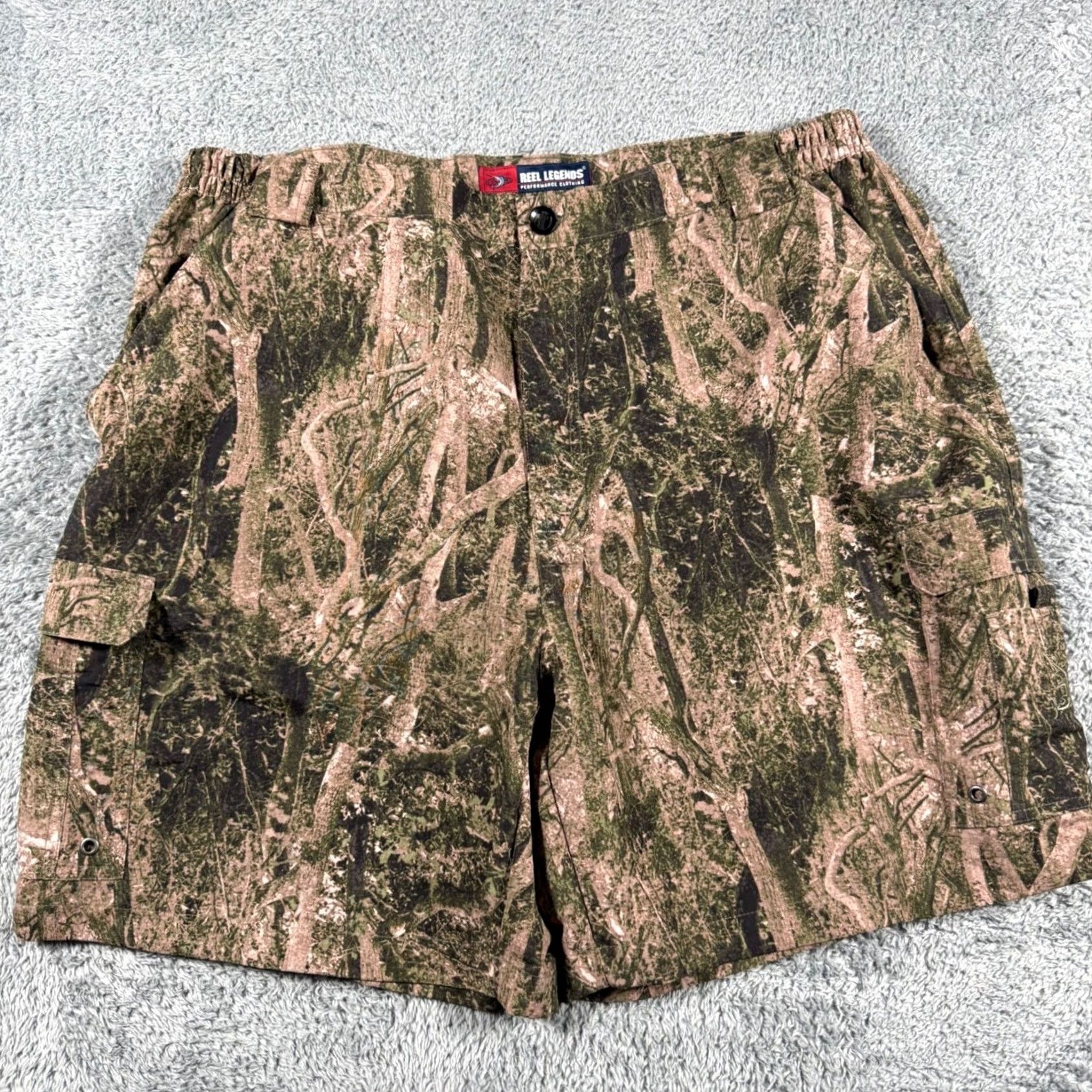 Vintage Mens XL Camouflage Cargo Shorts Performance Fishing Ripstop Elastic Waist Size US 36 / EU 52 - 2 Thumbnail