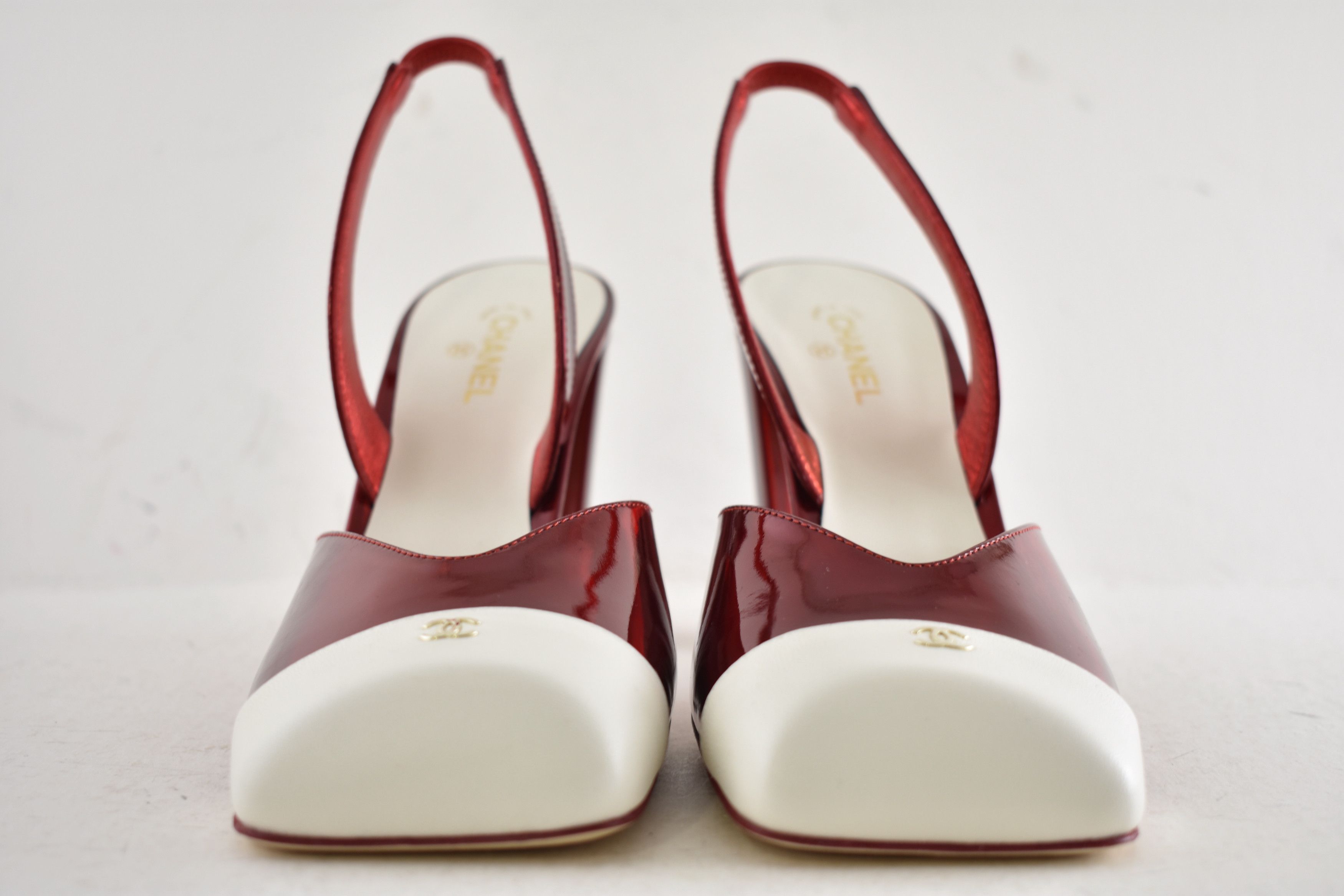 Chanel 26S Blazy White Square Toe CC Slingback Block Heel Pump 42 Size US 12 / IT 42 - 9 Thumbnail