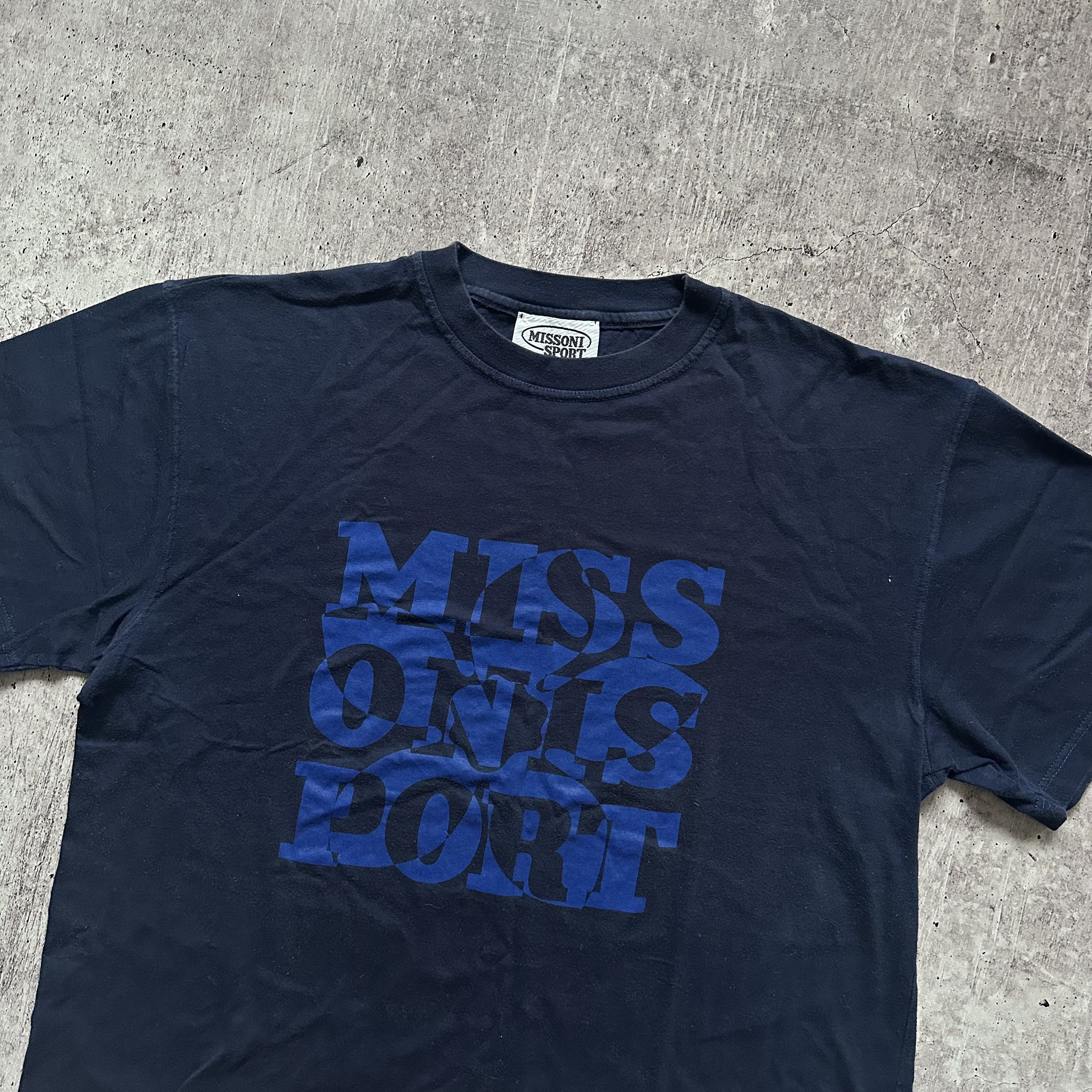 Missoni × Vintage Missoni Sport Big Logo T Shirt Navy Vintage Avant garde Size US S / EU 44-46 / 1 - 2 Thumbnail