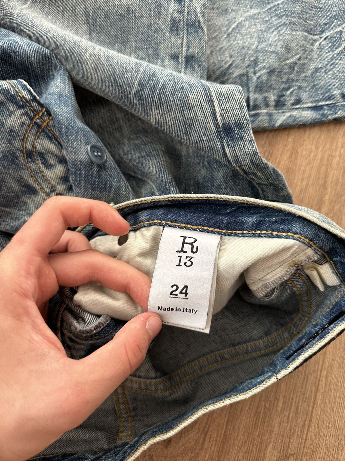 R13 🔥VINTAGE R13 WASHED CROSSOVER JEANS🔥 Size 24" / US 00 / IT 34 - 13 Thumbnail