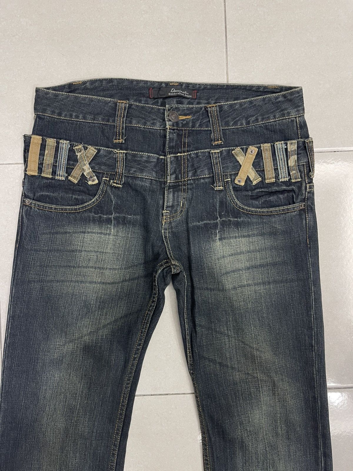 Japanese Brand RARE Dominate Handcrafted Denim - Double Waist Roman Numeral Size US 34 / EU 50 - 2 Thumbnail