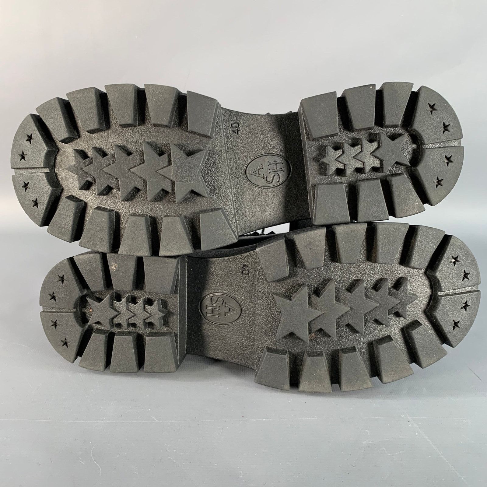 ASH Lynch Studs Black Studded Leather Lug Sole Zip Up Combat Size US 10 / IT 40 - 6 Thumbnail