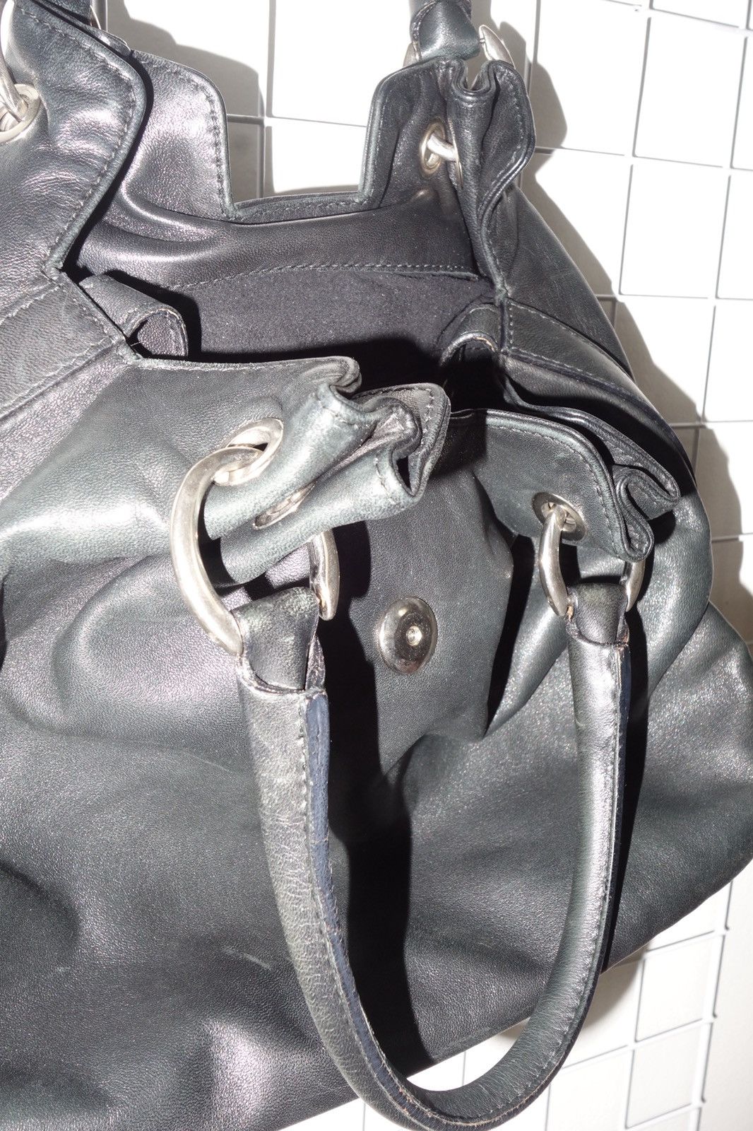 Other Vintage Dark Charcoal/Black Scuola del Cuoio Handbag Size ONE SIZE - 10 Thumbnail
