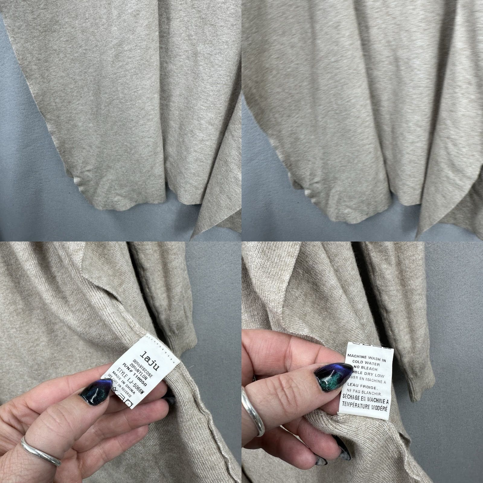 Vintage Laju Los Angeles Womens Cardigan Sweater M Beige Belted Draped Quiet Luxury Shirt/Top? Size M / US 6-8 / IT 42-44 - 8 Thumbnail