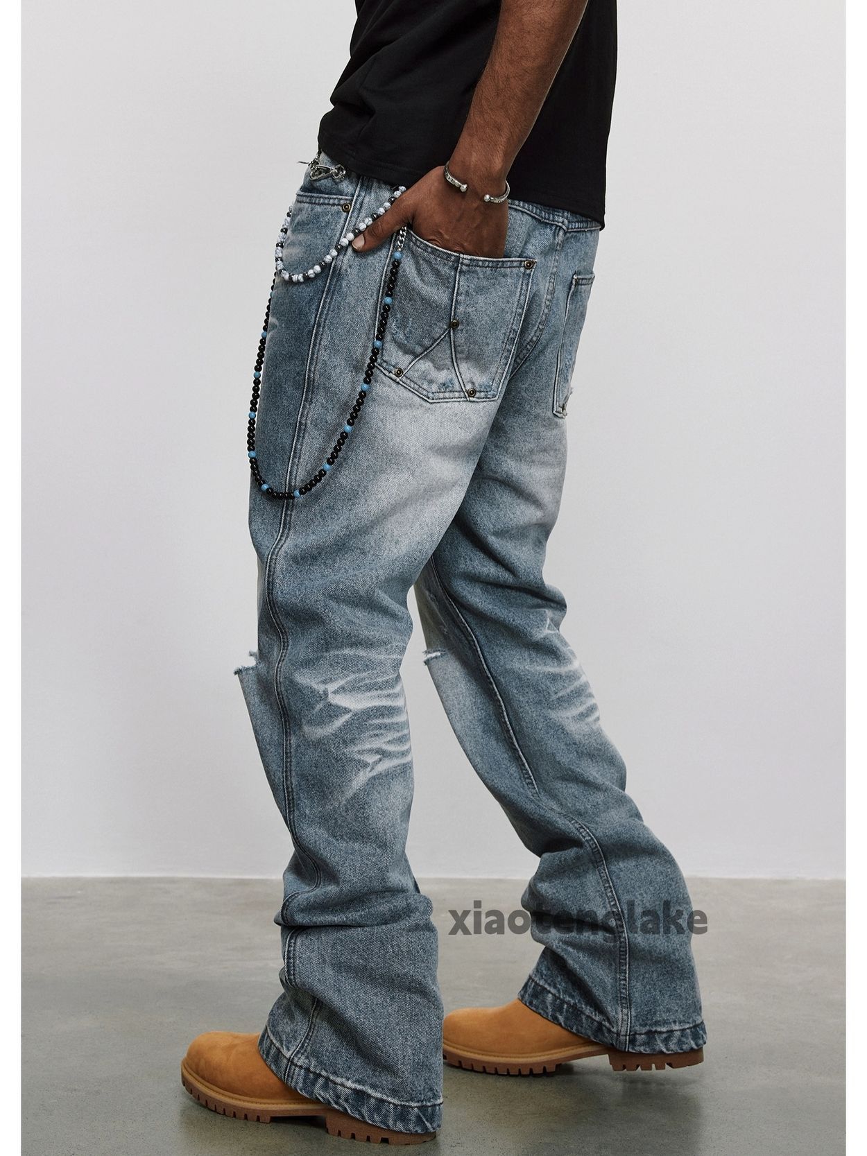Jean × Vintage washed faded y2k skate hiphop damaged flared jeans Size US 32 / EU 48 - 7 Thumbnail