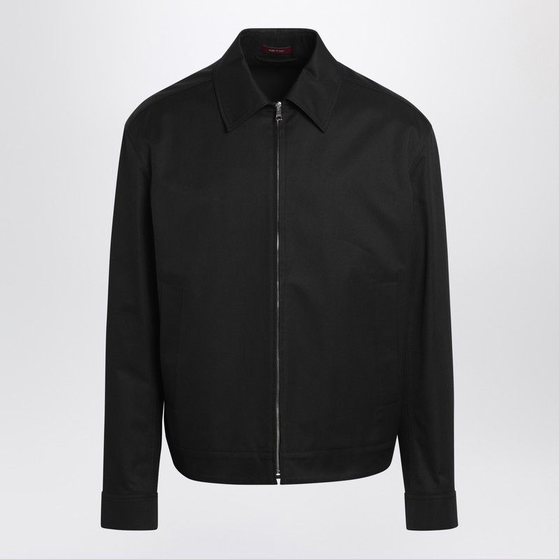 Gucci Black Cotton Twill Jacket With Web Detail