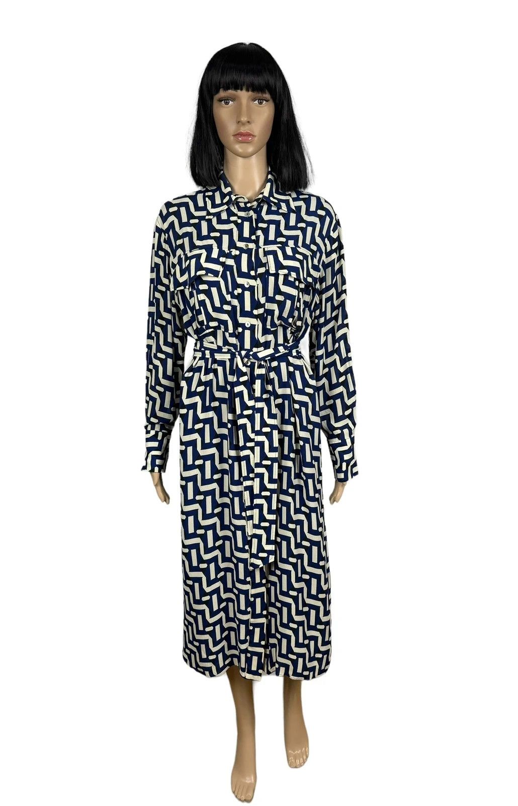 Massimo Dutti Massimo Dutti Geometric Pattern Dress Viscose Belted EU40 Size M / US 6-8 / IT 42-44 - 2 Thumbnail