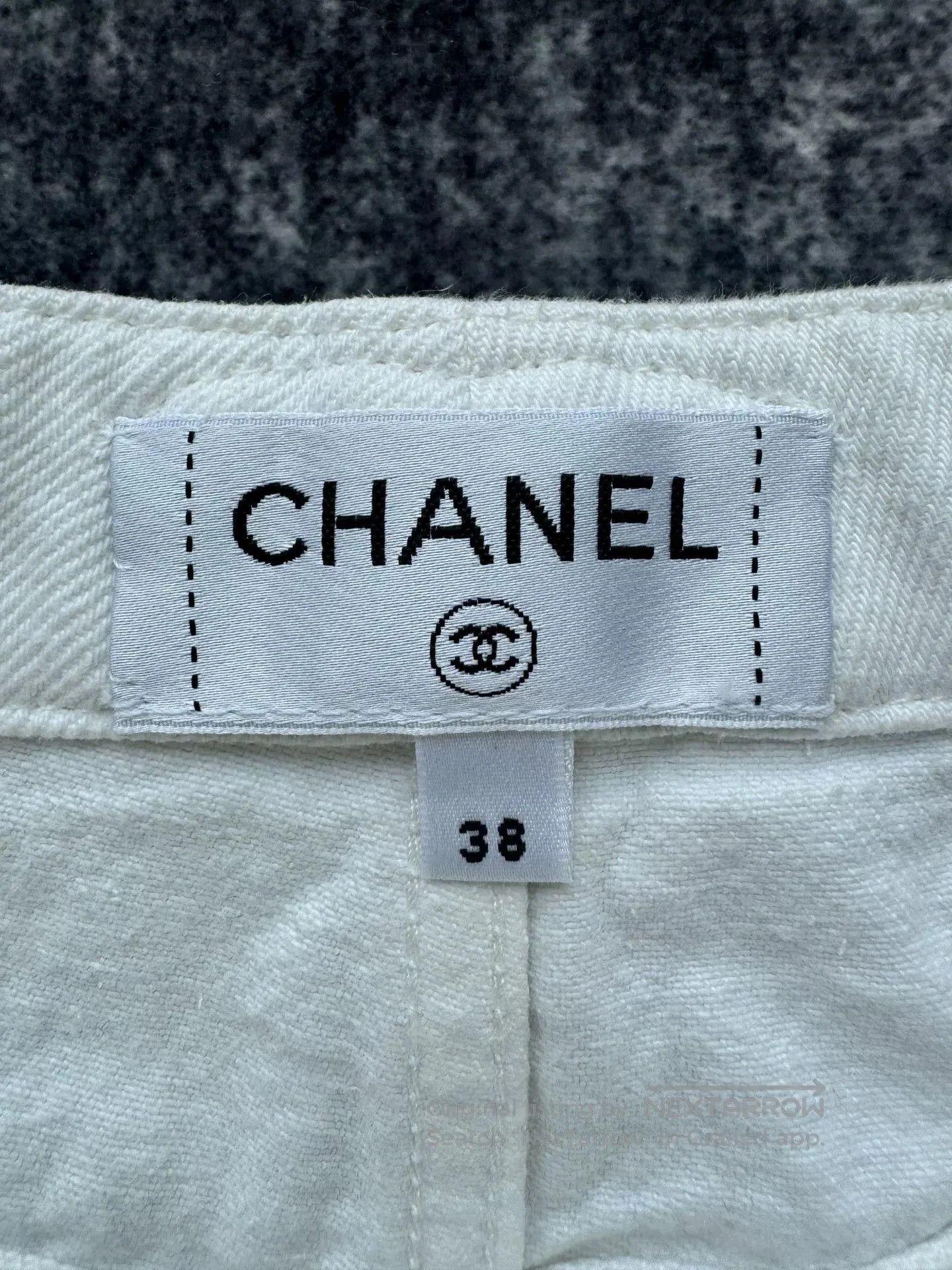 Chanel Chanel White Double C Denim Pants. Size 37" - 5 Thumbnail