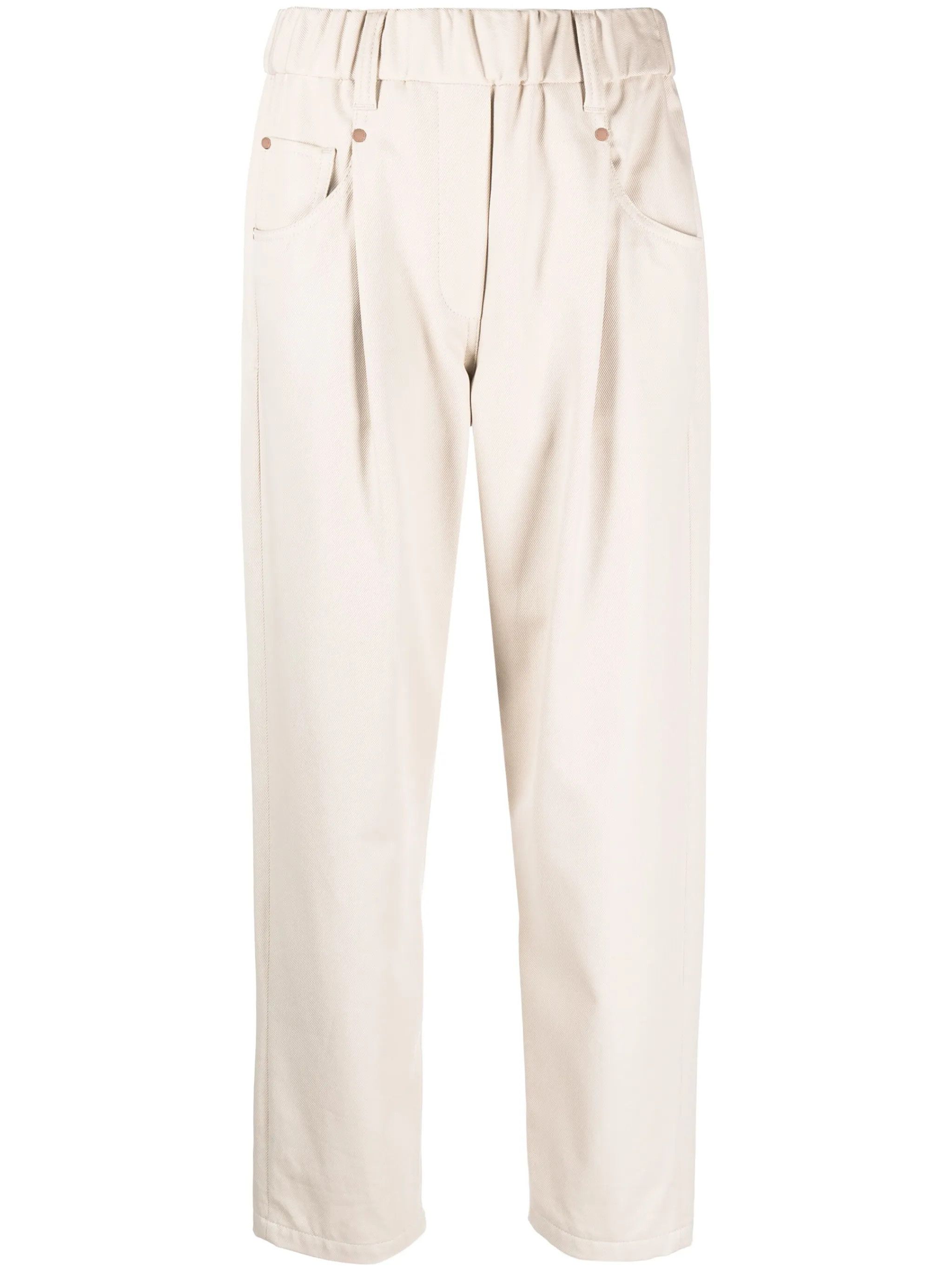 Brunello Cucinelli o1y0725 Casual Pant in Cream Size 28" / US 6 / IT 42 - 1 Thumbnail