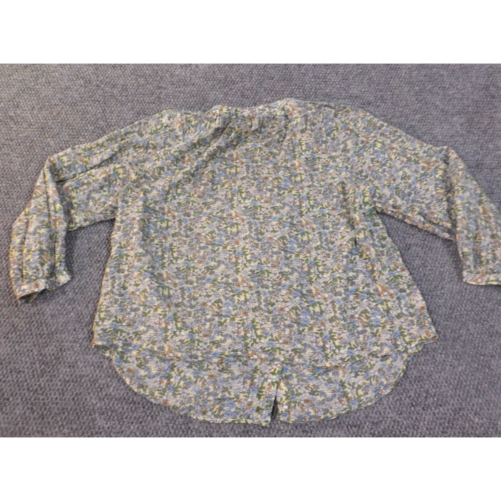 Vintage Ann Taylor Top Large Green Floral Button Up Womens Regular L Cotton Rayon Woven Button-Up Casual Shirt Women Fashion Green Floral 90s? Size L / US 10 / IT 46 - 5 Thumbnail