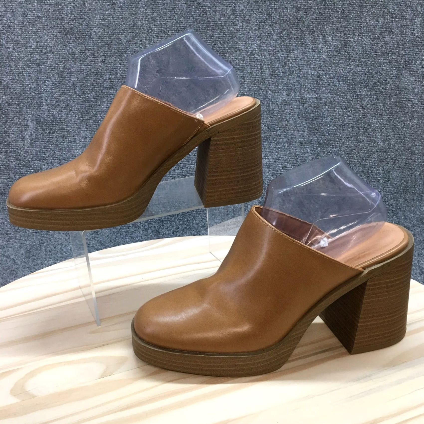 Vintage Universal Thread Tess Womens Mule Brown Faux Leather Slip On Heel 4in 11 USA Size US 11 / IT 41 - 3 Thumbnail