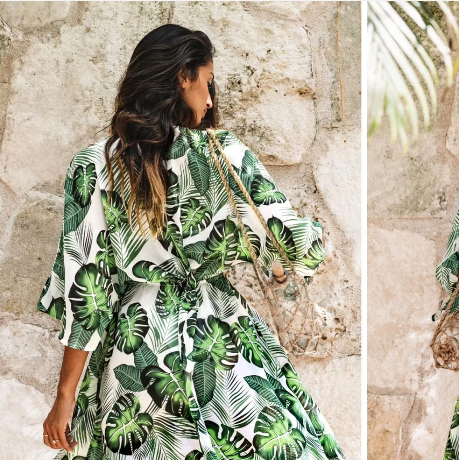 Designer NWT Cupshe Tropical Leaf Print Swim Cover-Up Size Small Size ONE SIZE - 2 Thumbnail